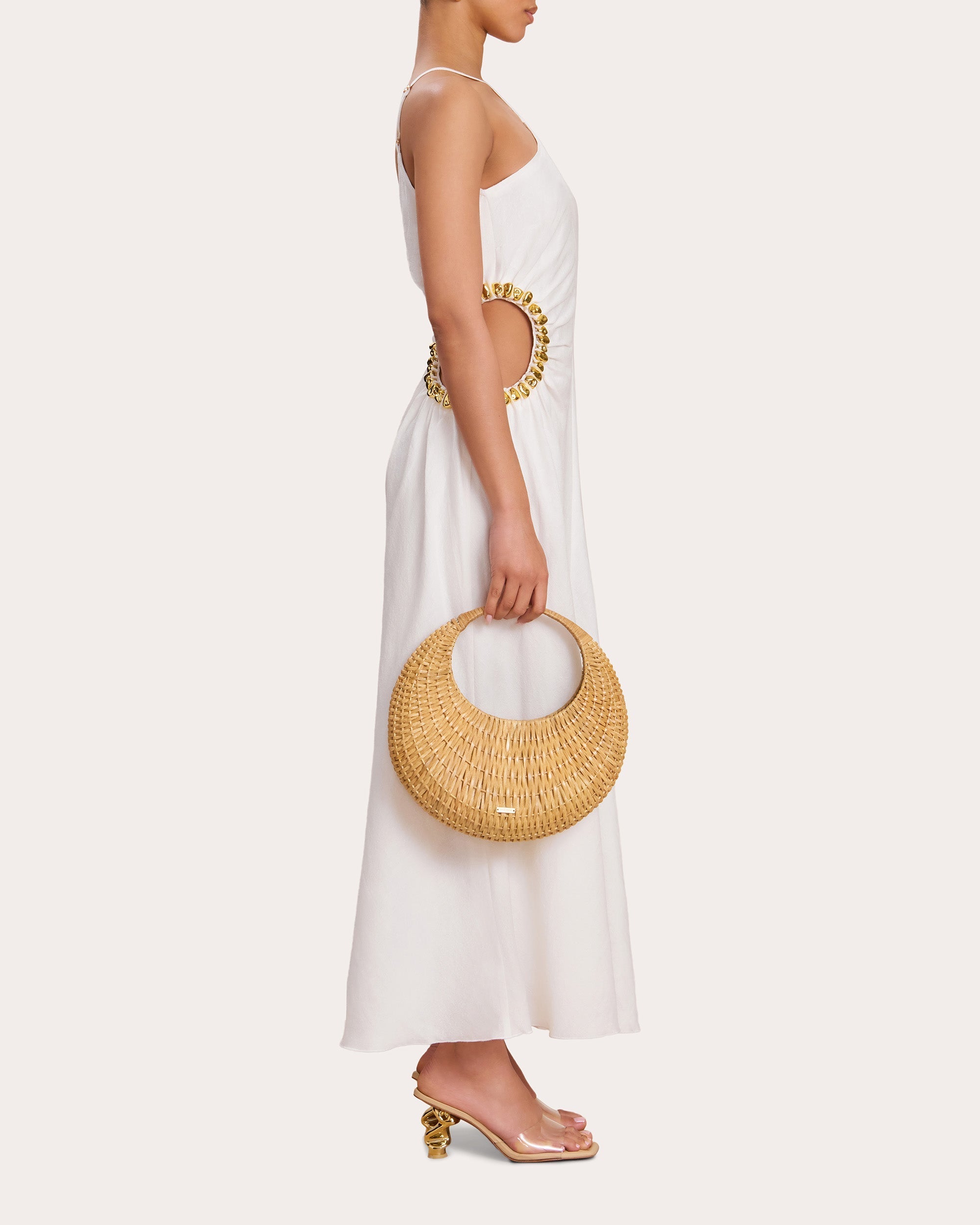 Silvia Embellished Cutout Ruched Midi Dress