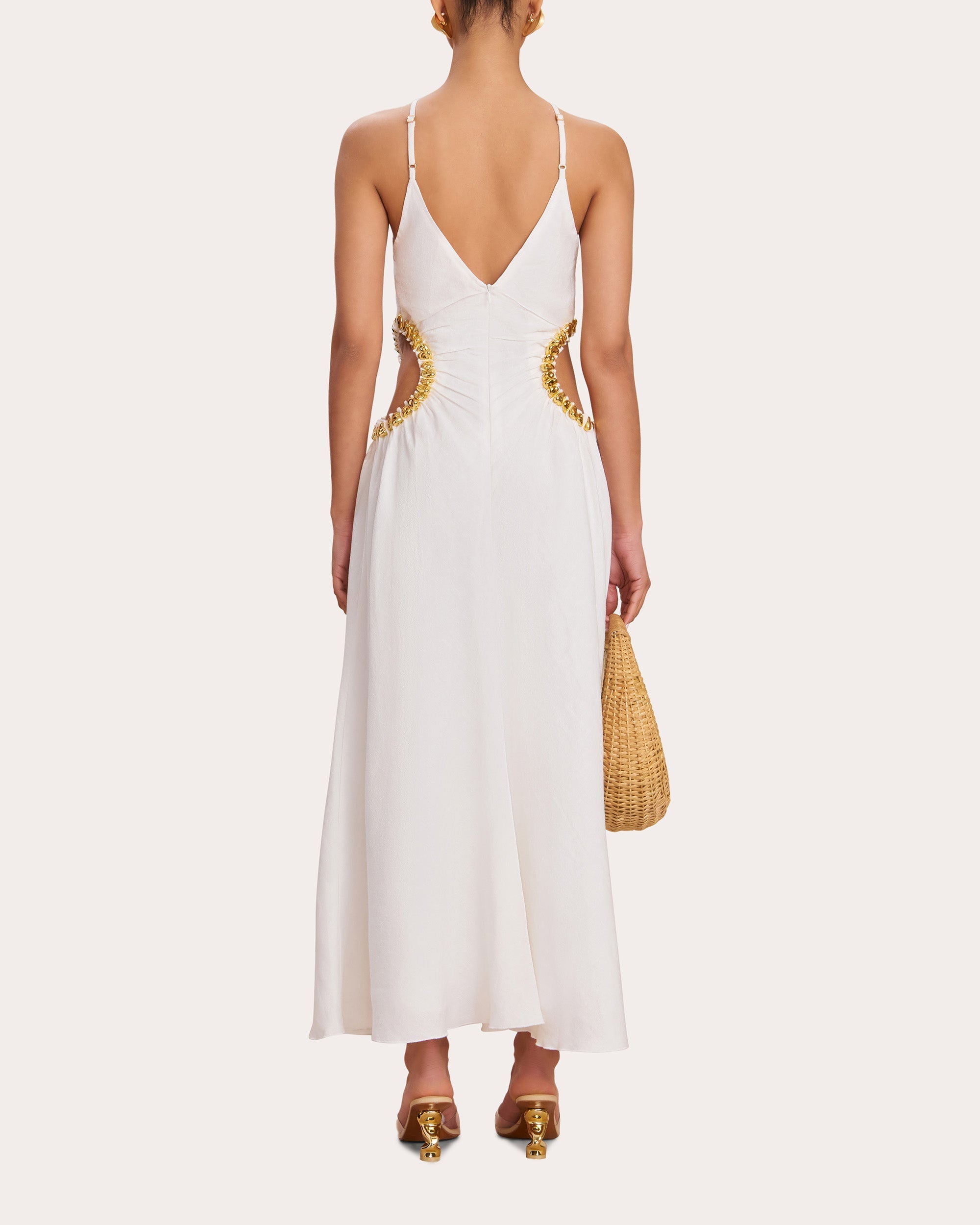 Silvia Embellished Cutout Ruched Midi Dress