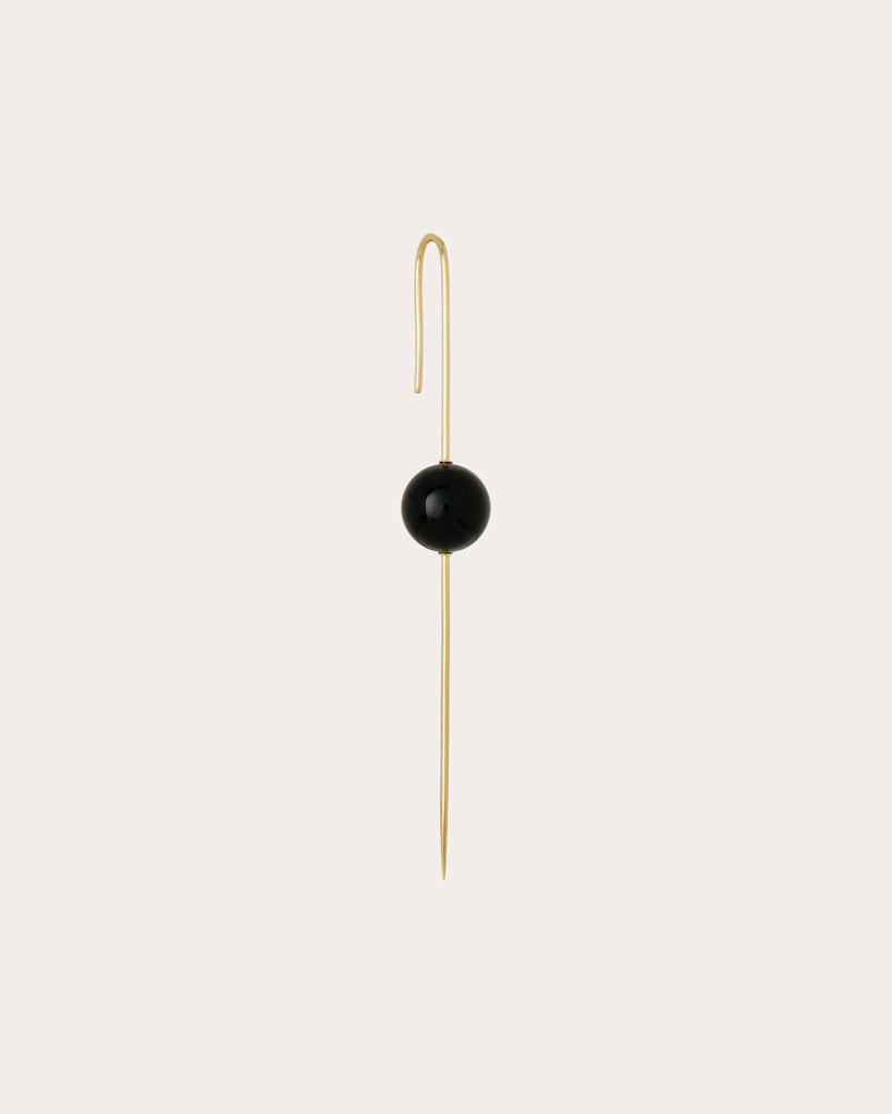 Soleil 18K Gold Black Agate Single Threader Earring