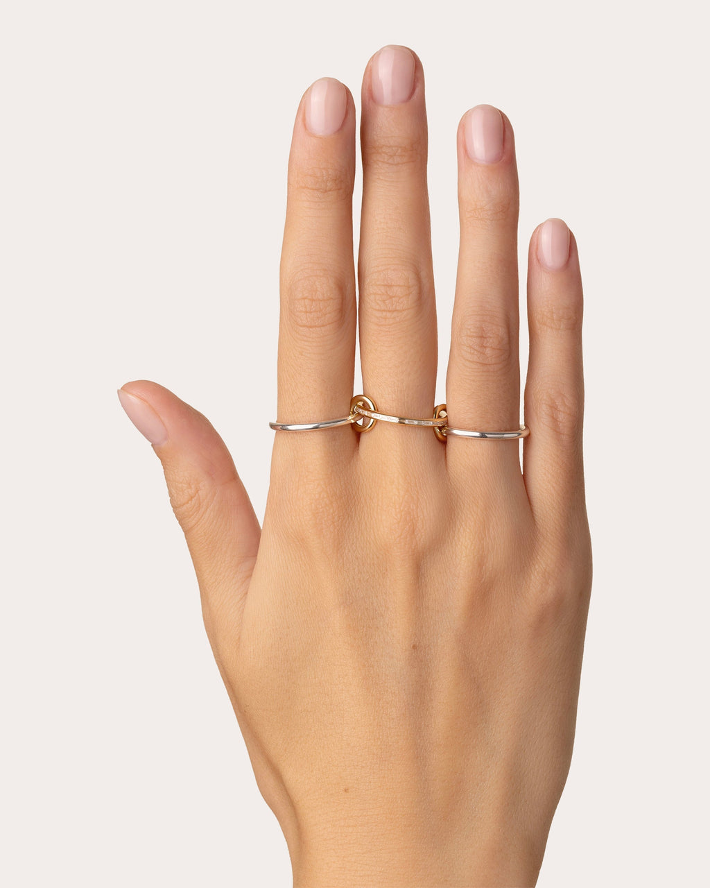 Sonja 18K Gold Sterling Silver and Diamond Linked Rings