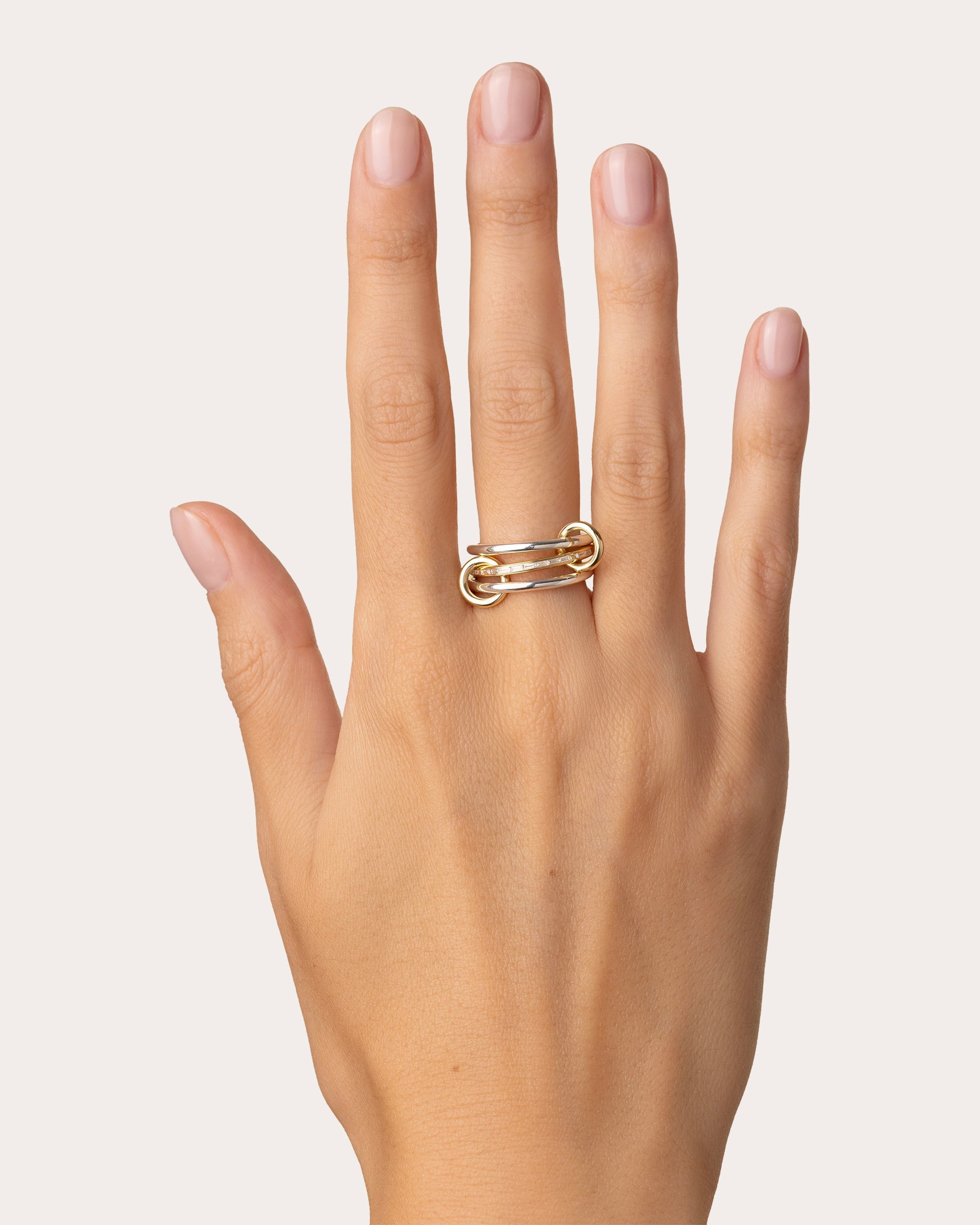 Sonja 18K Gold Sterling Silver and Diamond Linked Rings