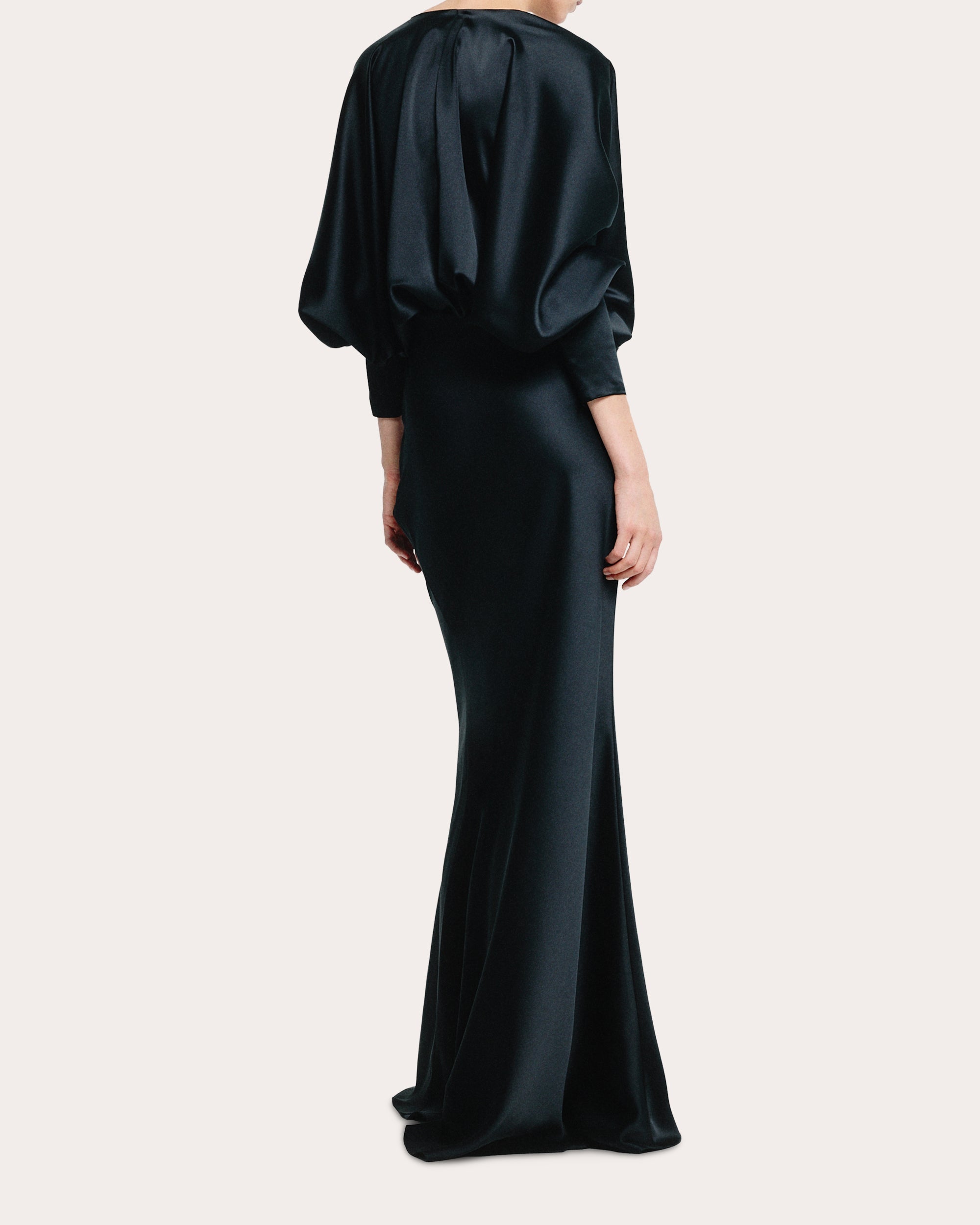Draped V-Neck Satin Gown
