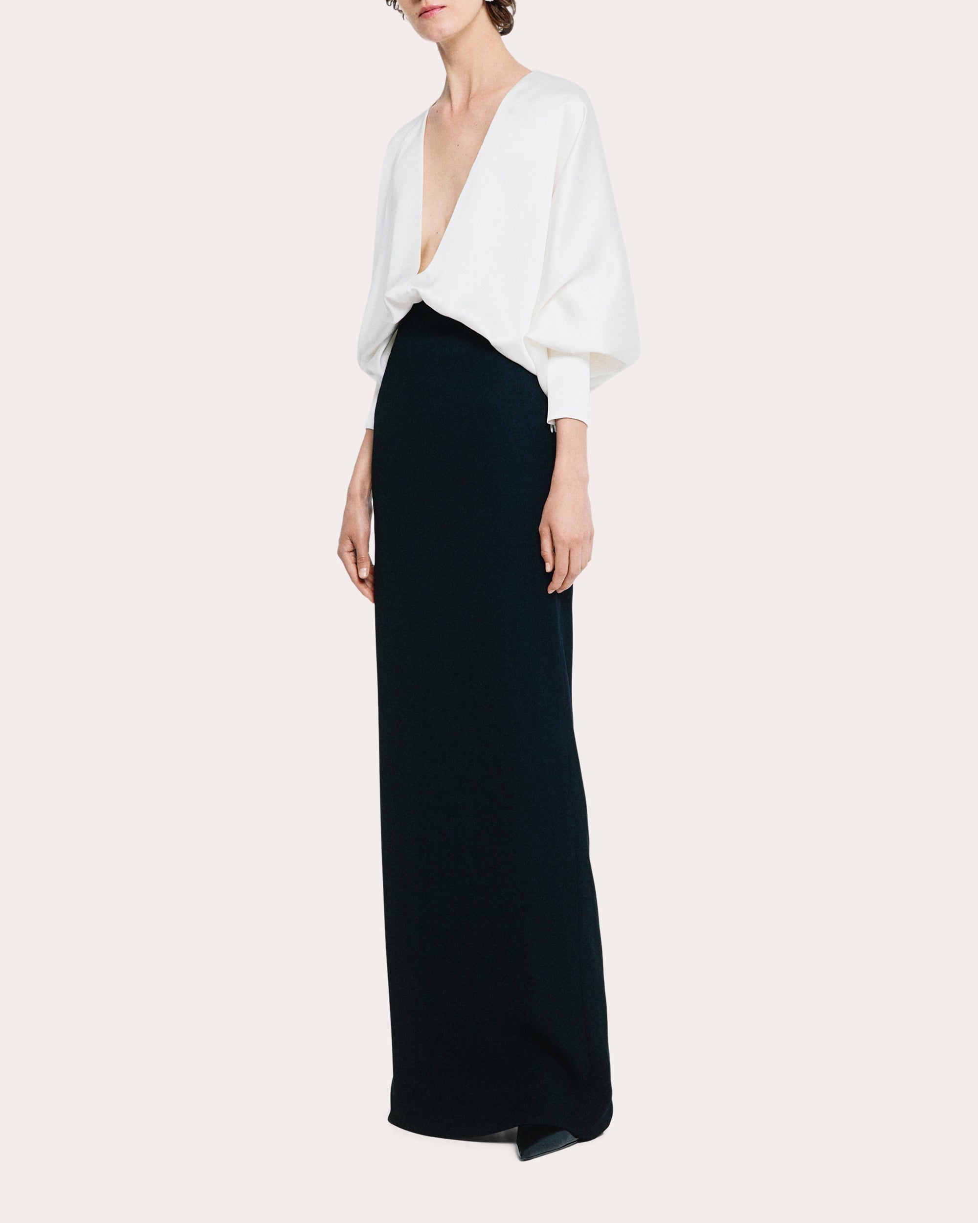 High-Waisted Crepe Maxi Skirt