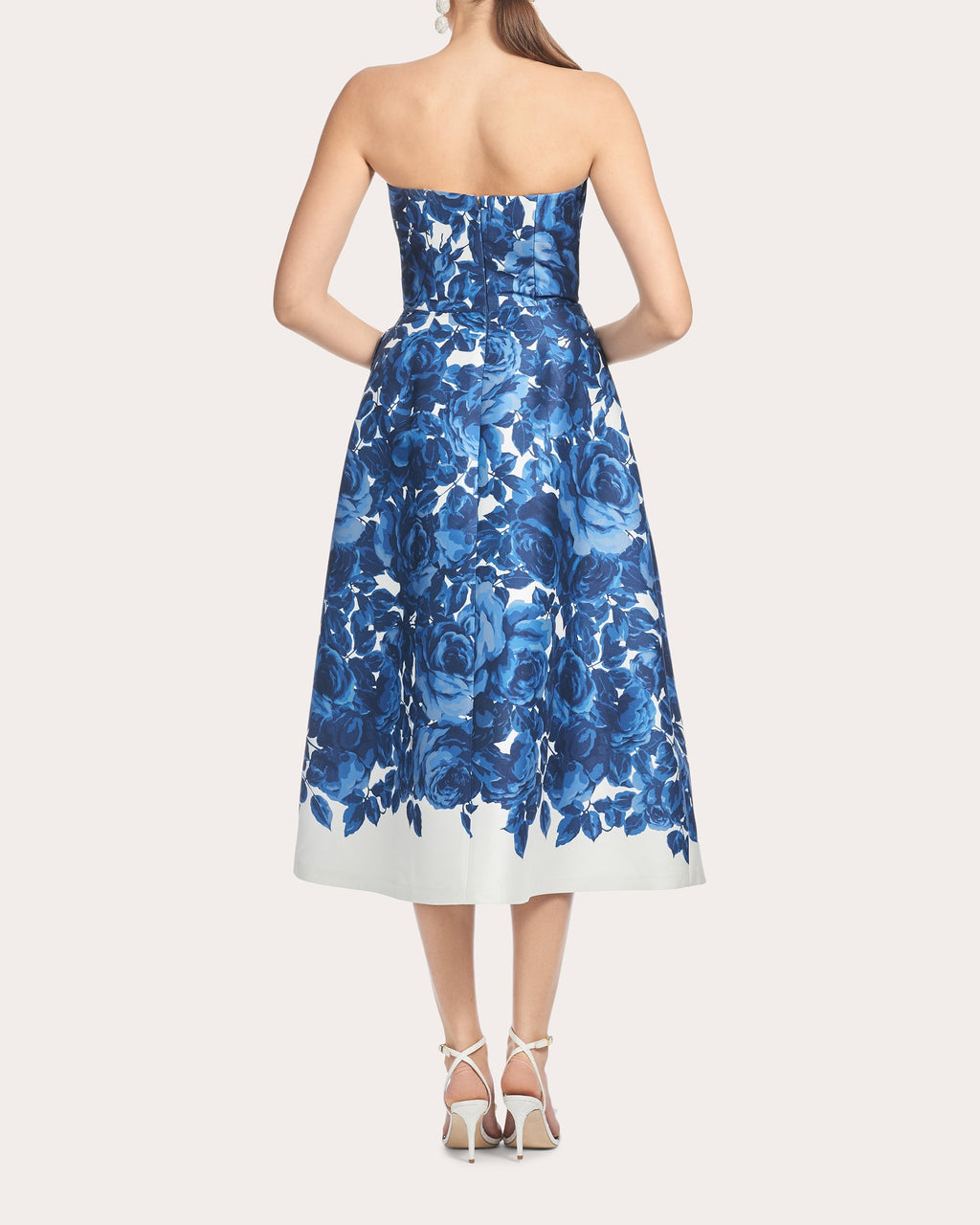 Shay Pleated Printed Stretch Mikado Midi Dress