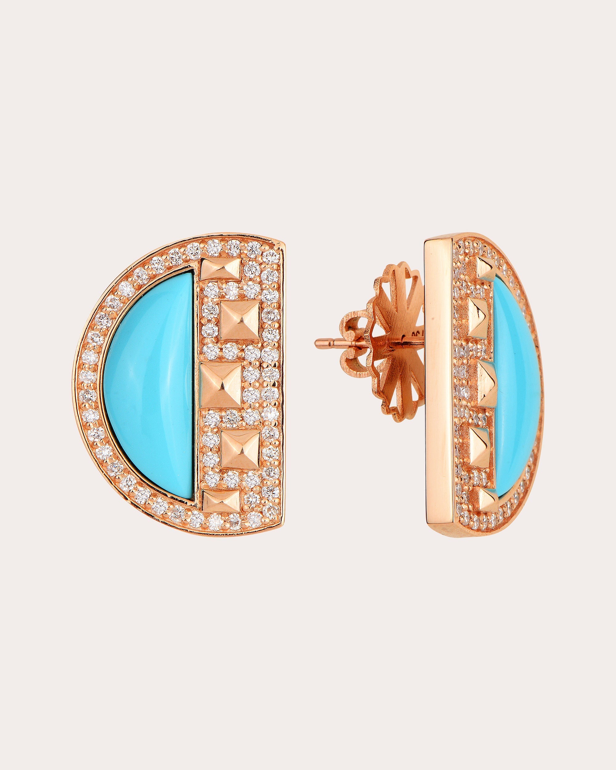 Cairo 18K Gold Turquoise and Diamond Stud Earrings