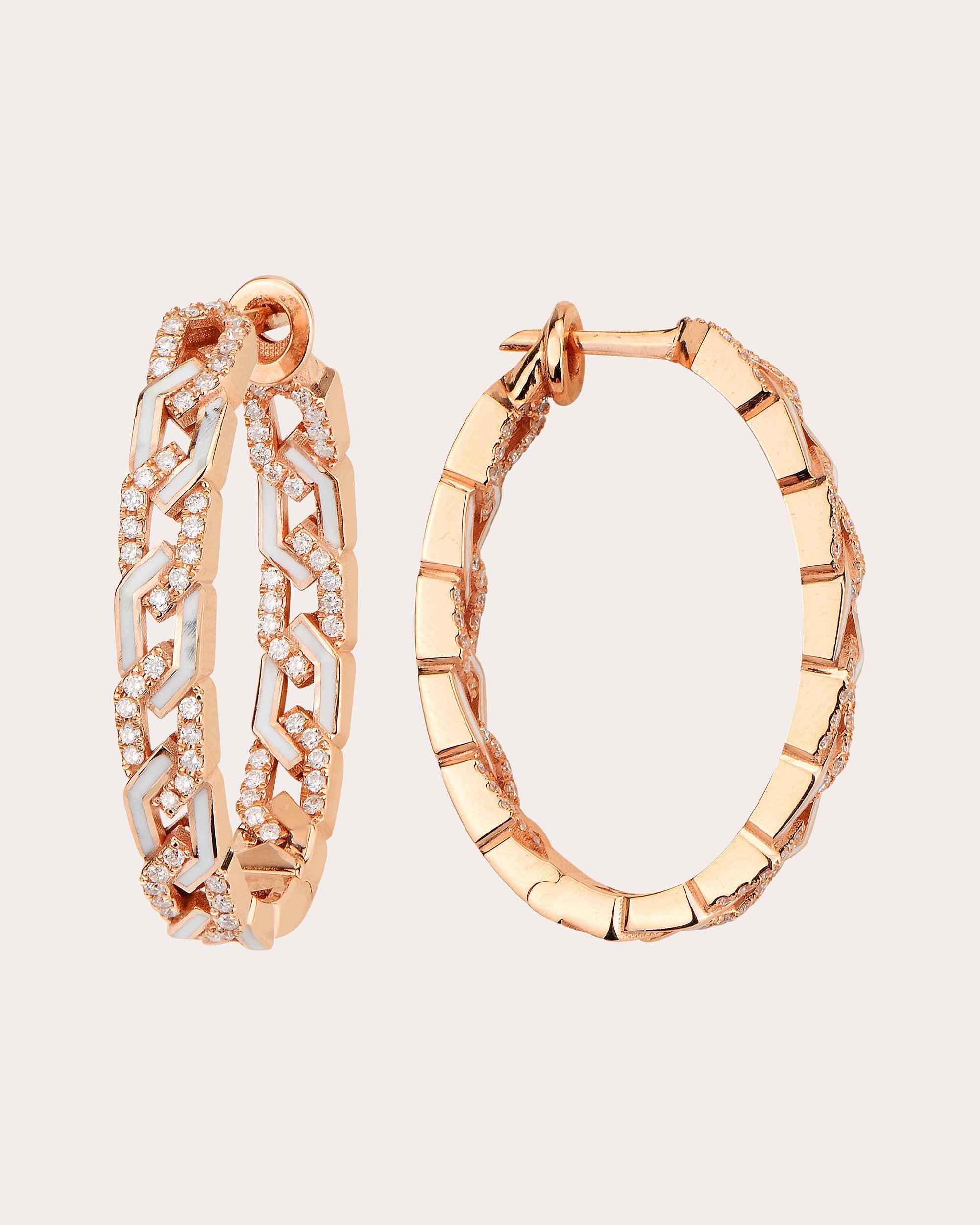 Rebel 18K Gold Enamel and Diamond Hoop Earrings