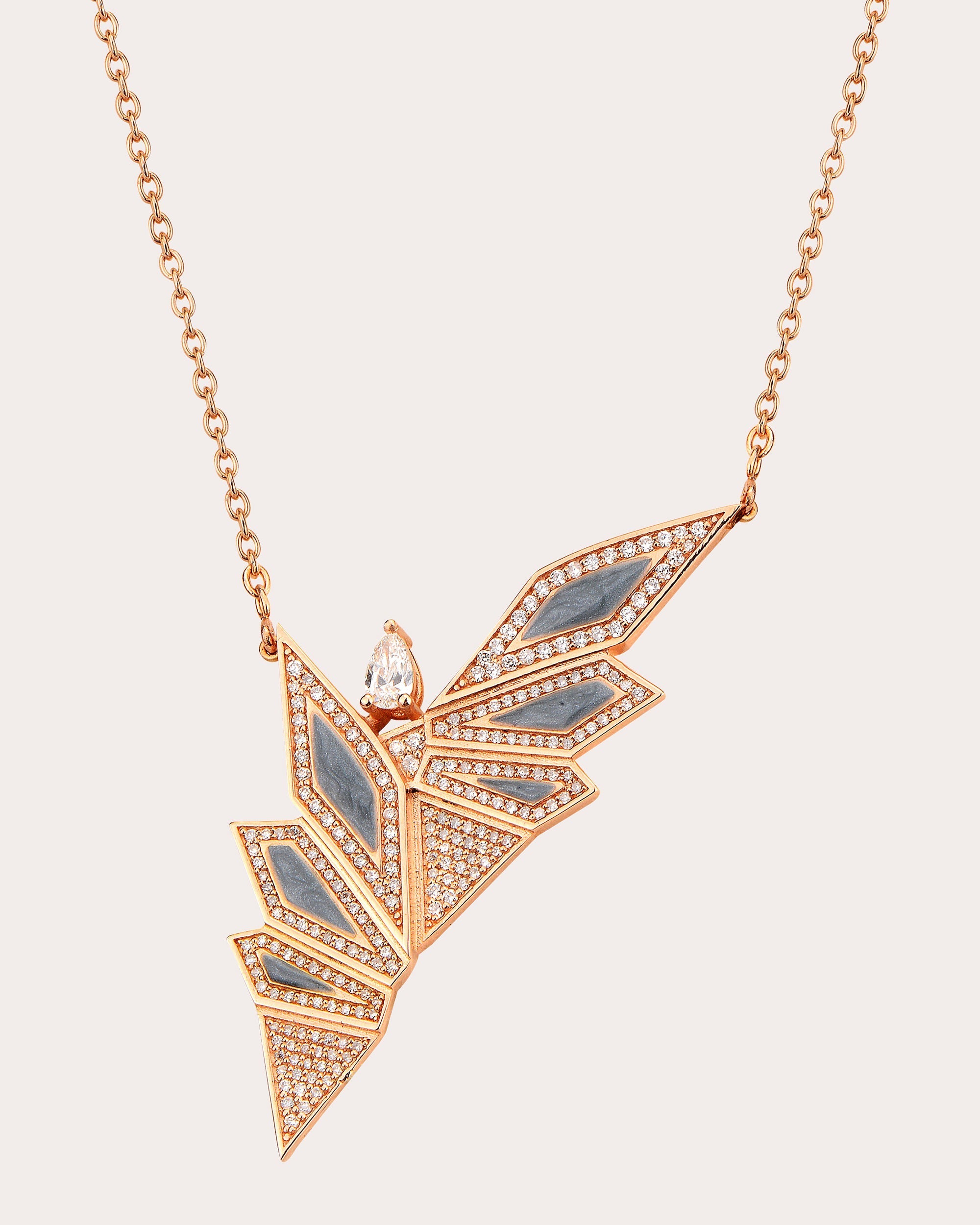 Alis 18K Gold Enamel and Diamond Pendant Necklace