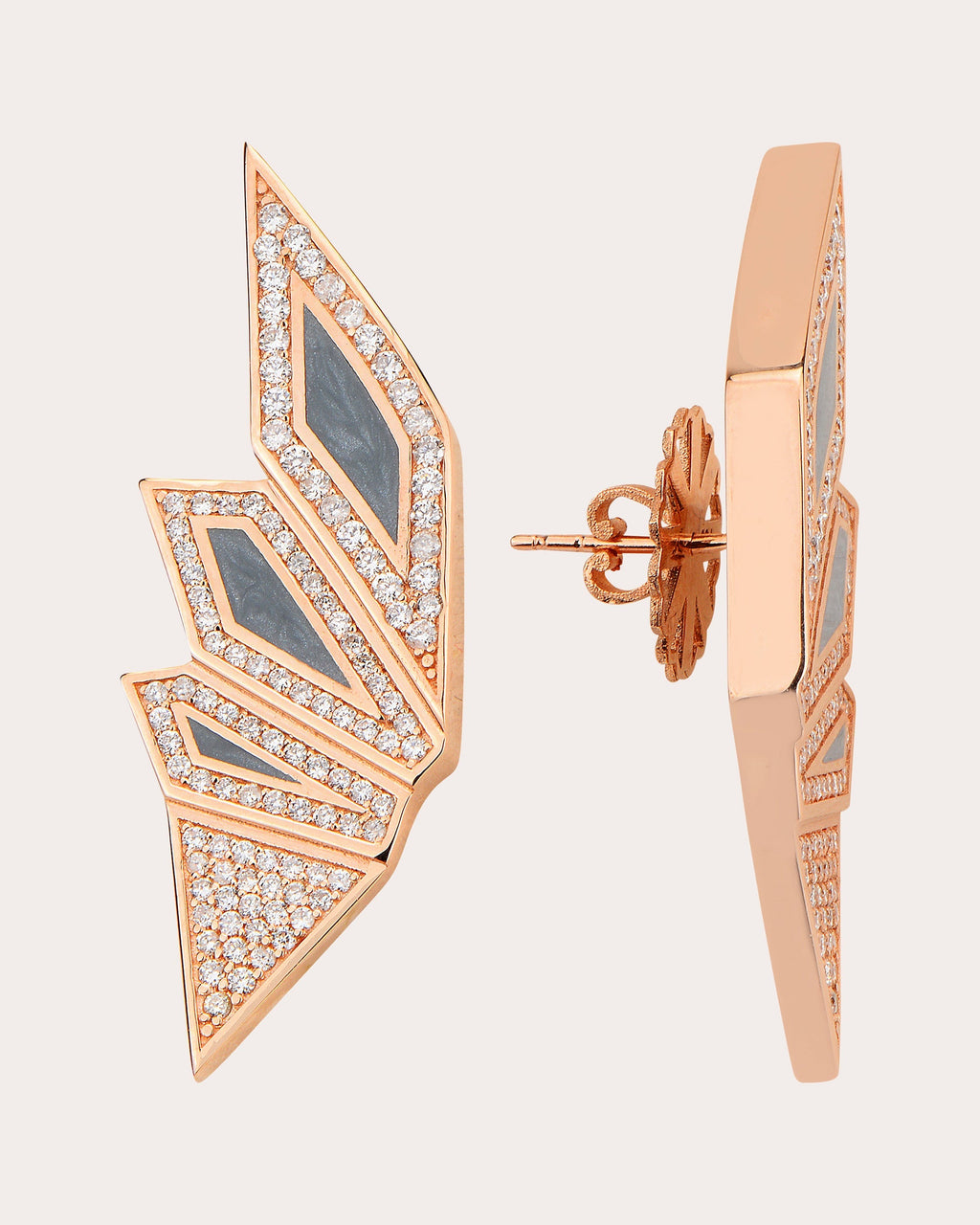 Alis 18K Gold Enamel and Diamond Stud Earrings