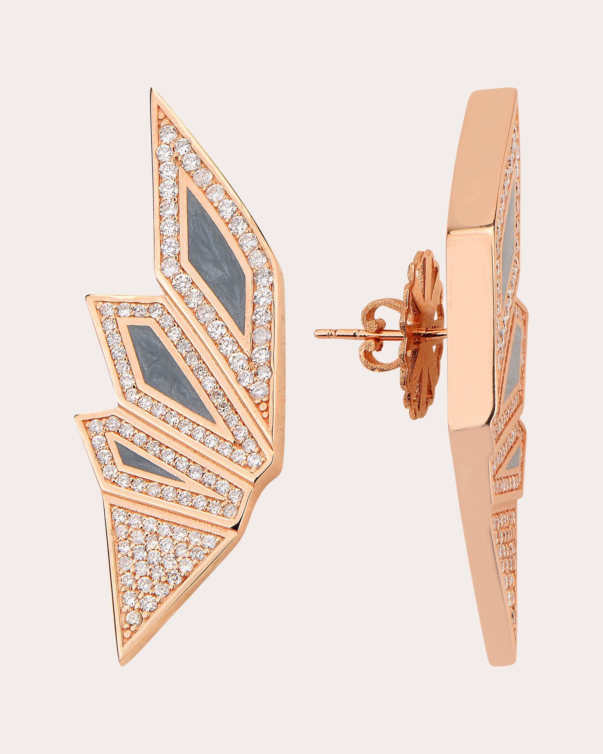 Alis 18K Gold Enamel and Diamond Stud Earrings