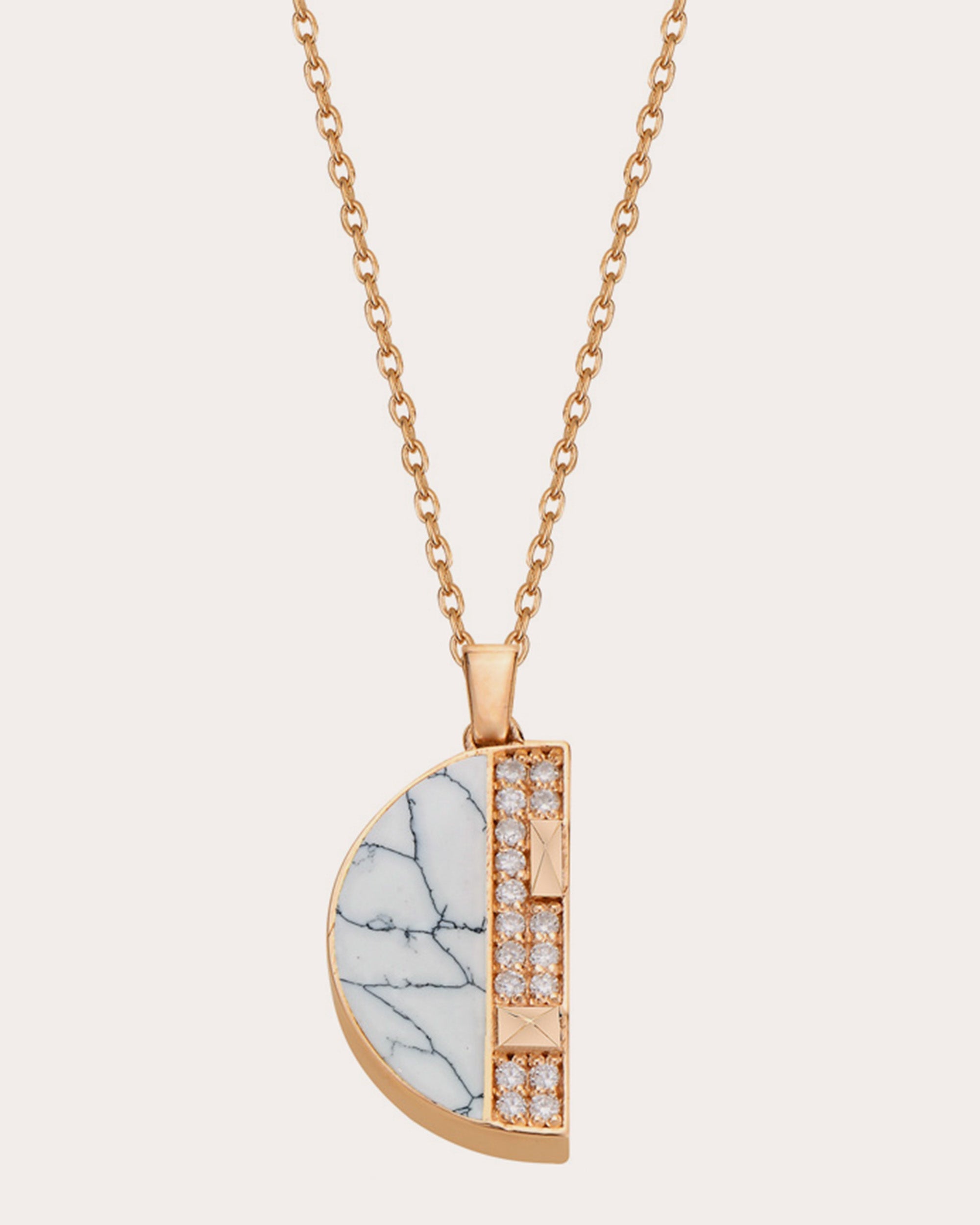 Mini Cairo 18K Gold Agate and Diamond Pendant Necklace