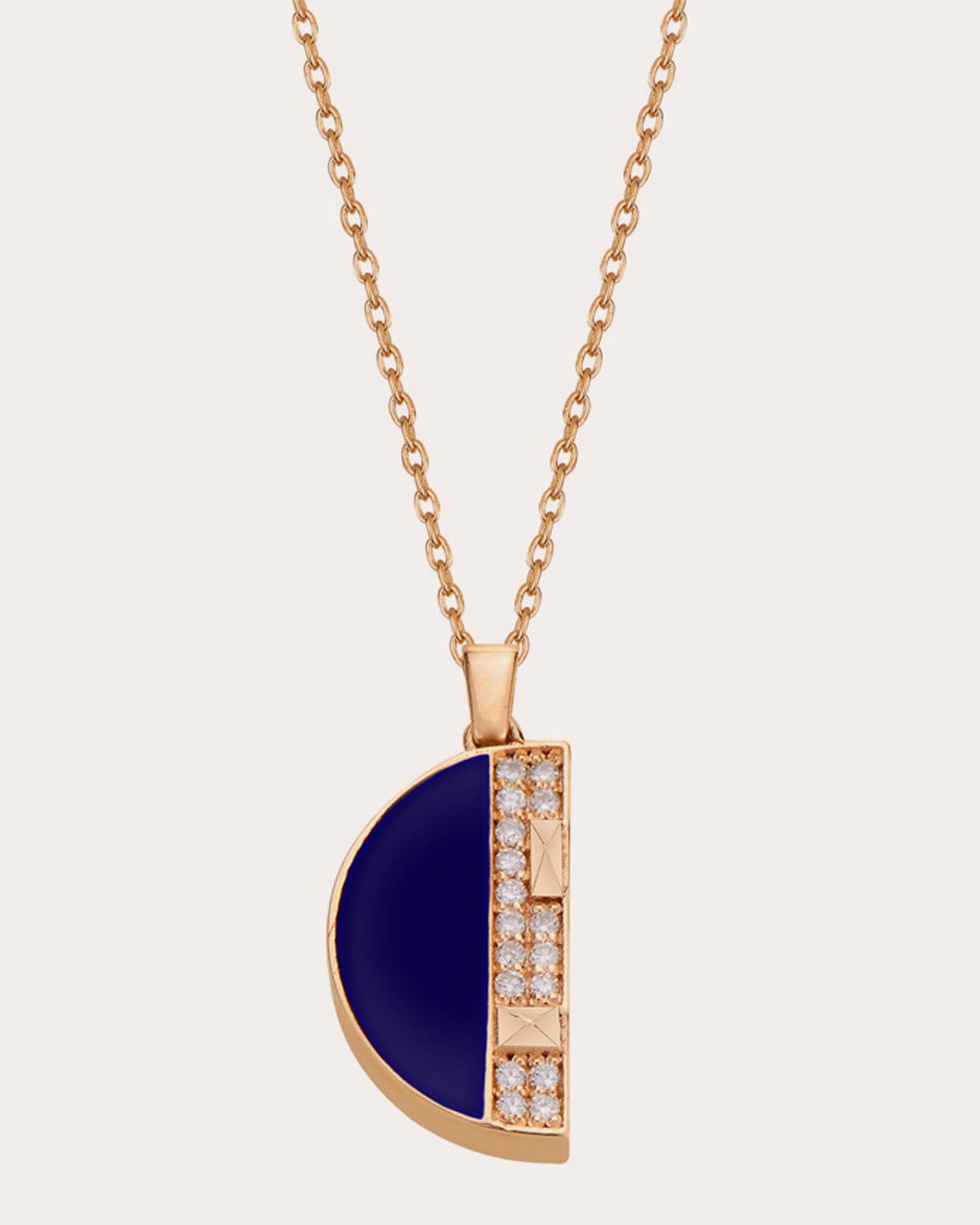 Mini Cairo 18K Gold Lapis Lazuli and Diamond Pendant Necklace