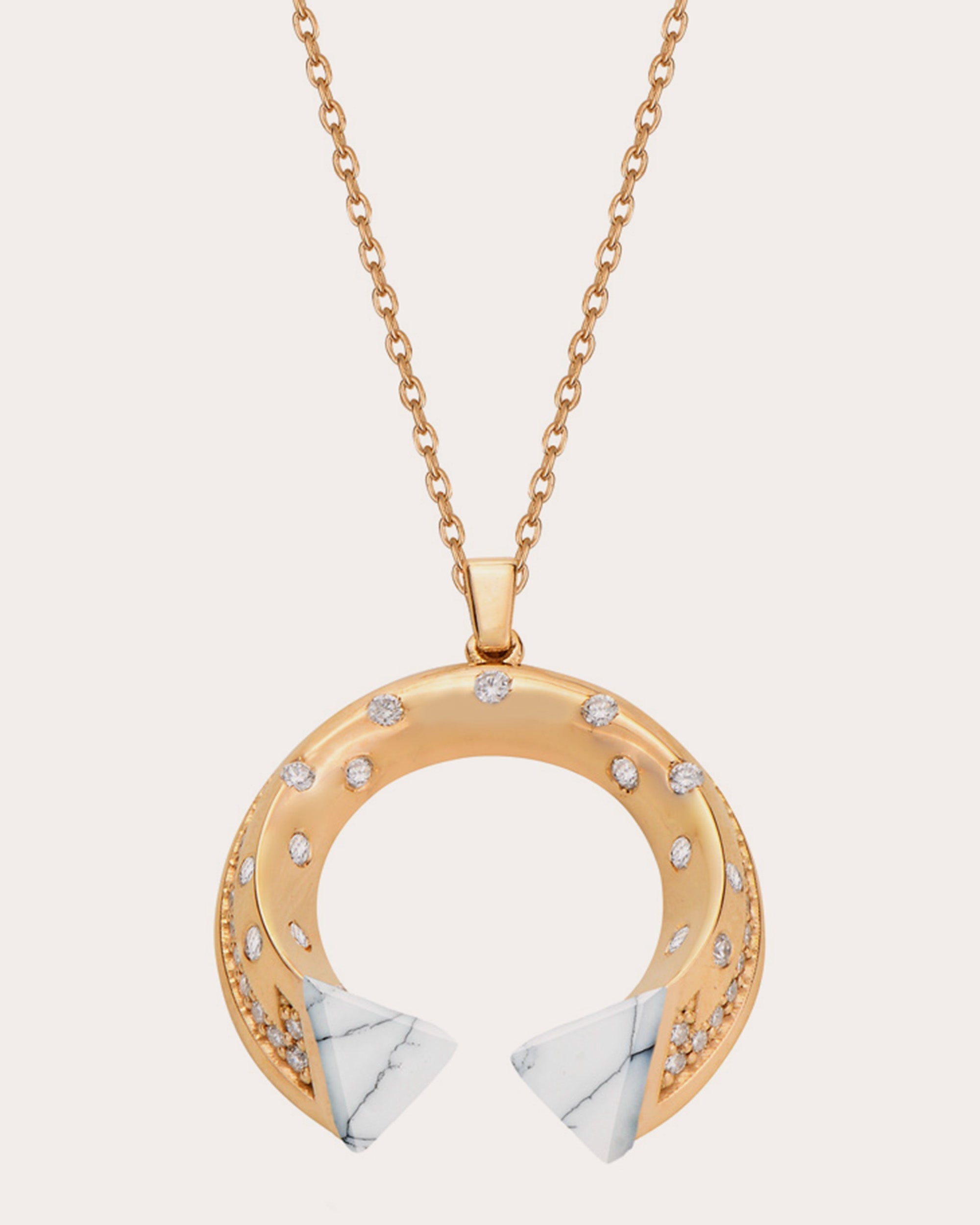 Mini Balance 18K Gold Agate and Diamond Pendant Necklace