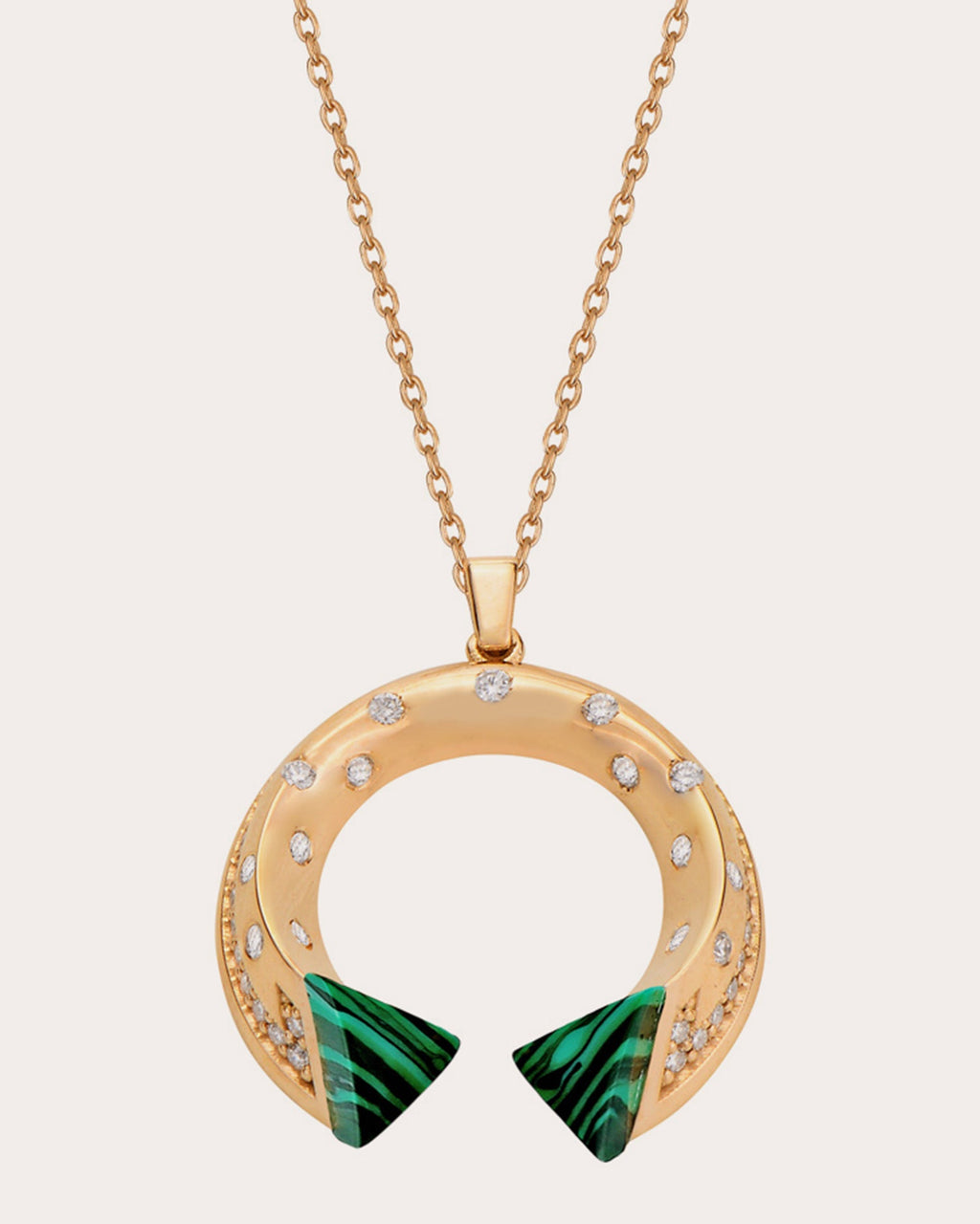 Mini Balance 18K Gold Malachite and Diamond Pendant Necklace