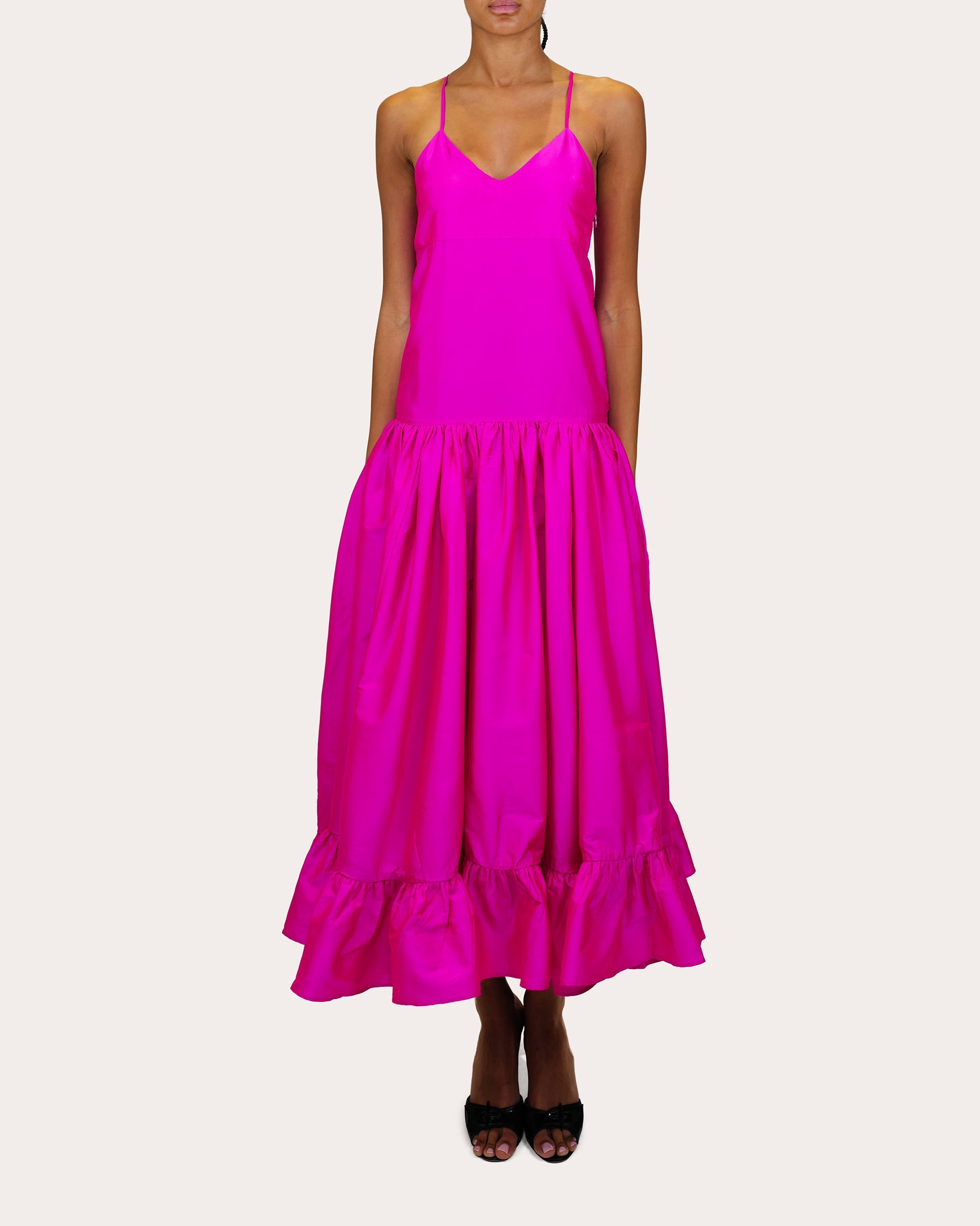 Tanvi Tiered Taffeta Midi Dress