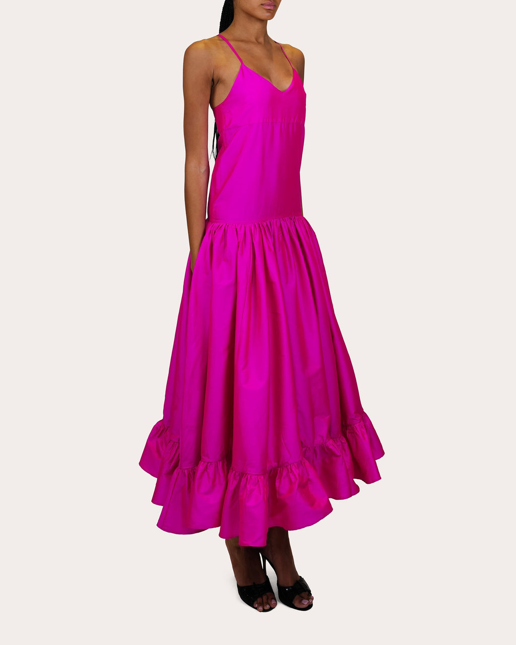 Tanvi Tiered Taffeta Midi Dress