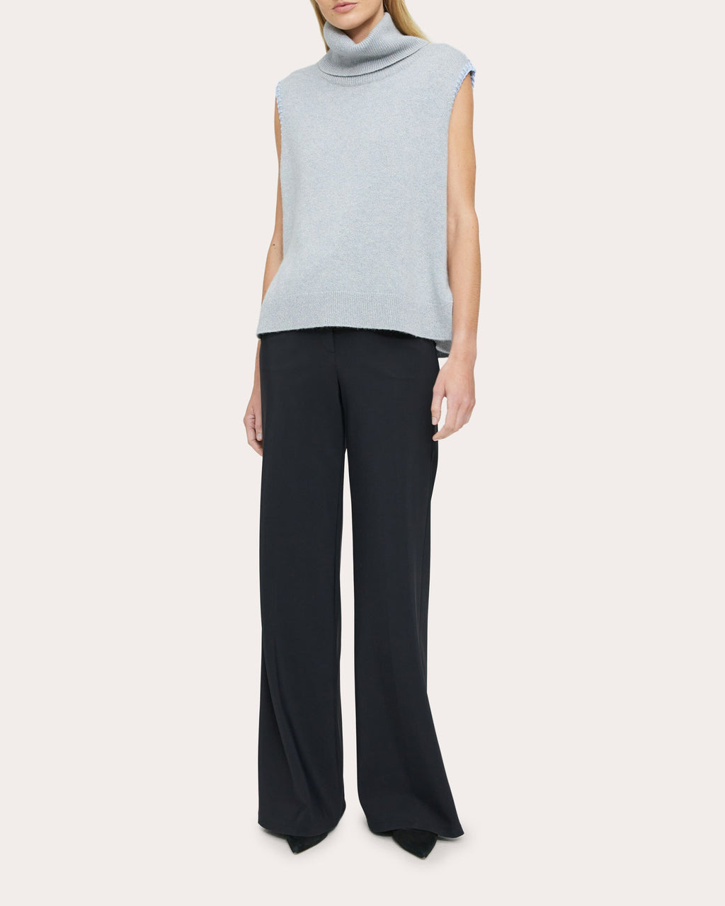 Stitch-Trim Turtleneck Sweater Vest