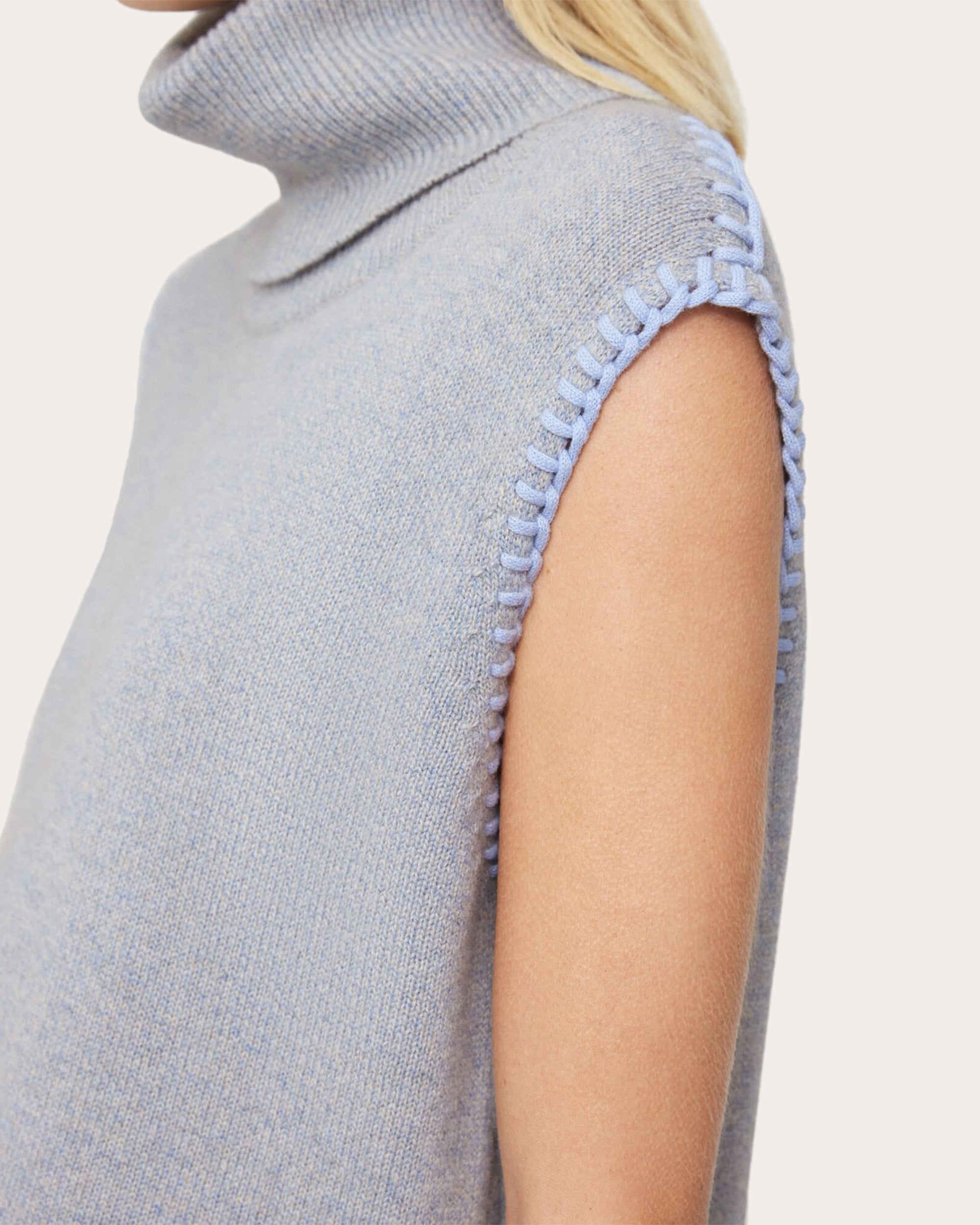 Stitch-Trim Turtleneck Sweater Vest