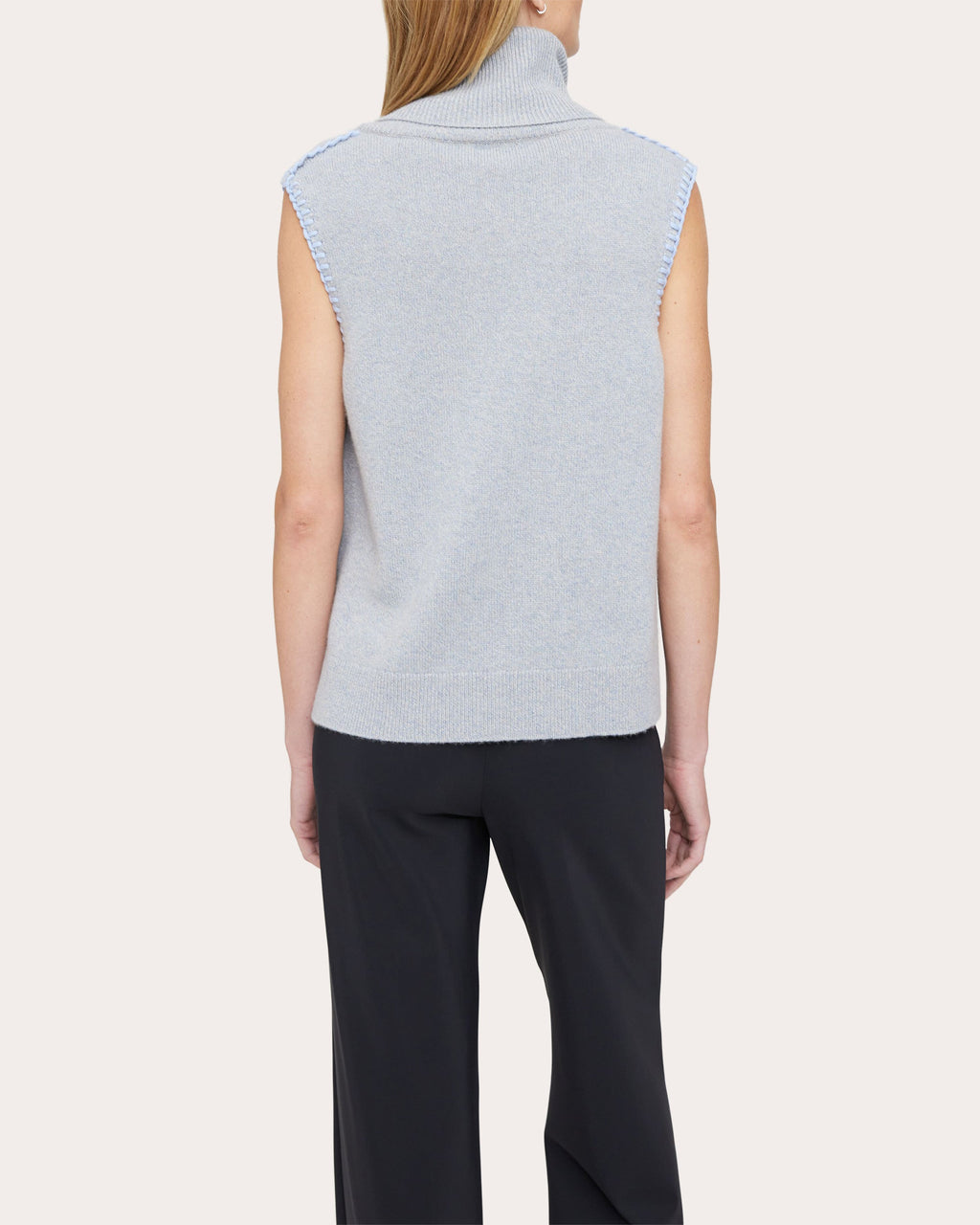Stitch-Trim Turtleneck Sweater Vest