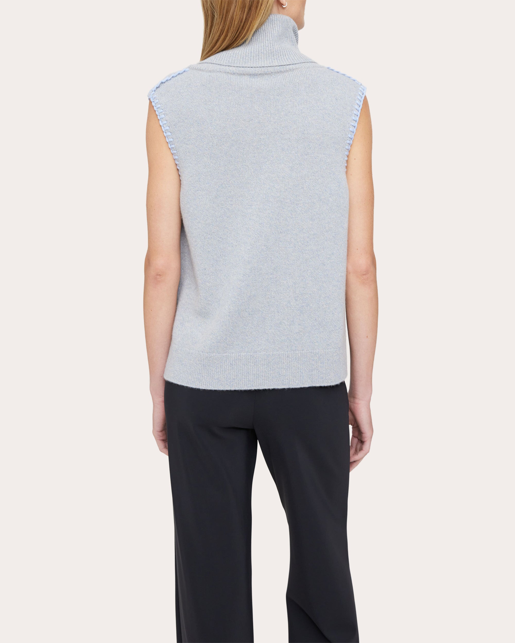 Stitch-Trim Turtleneck Sweater Vest