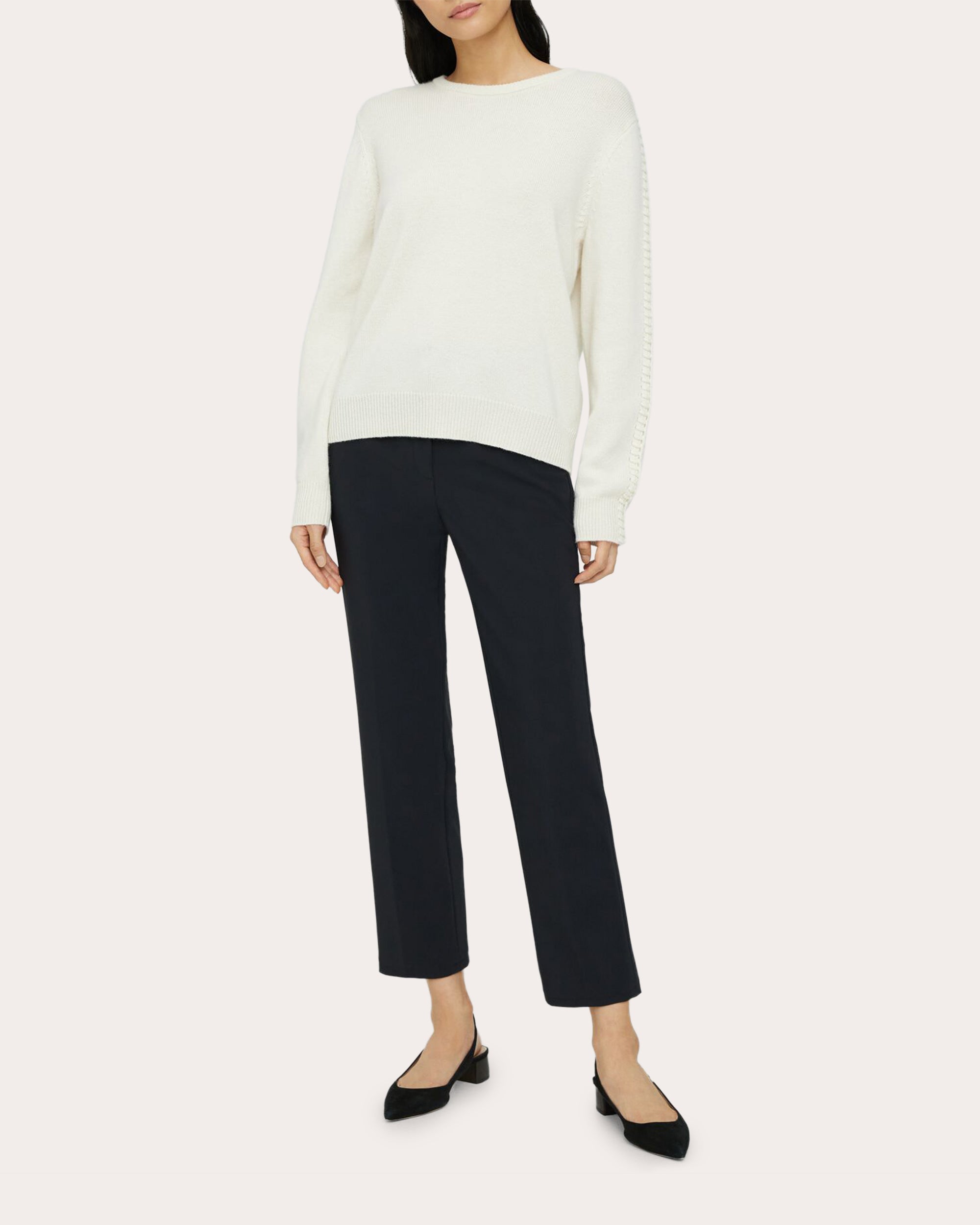 Blanket-Stitch Easy Crewneck Sweater