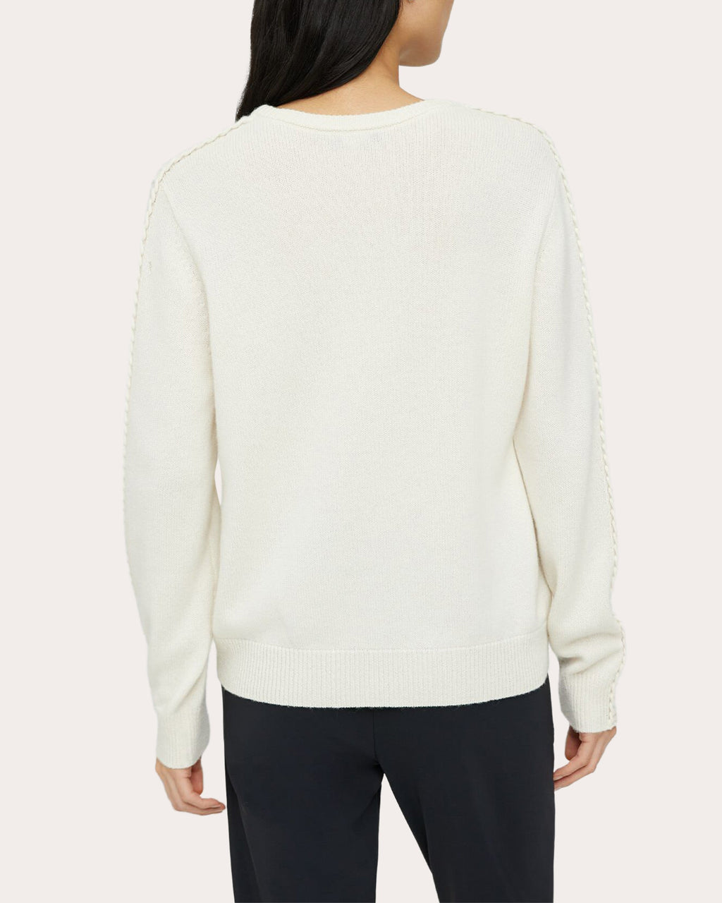 Blanket-Stitch Easy Crewneck Sweater