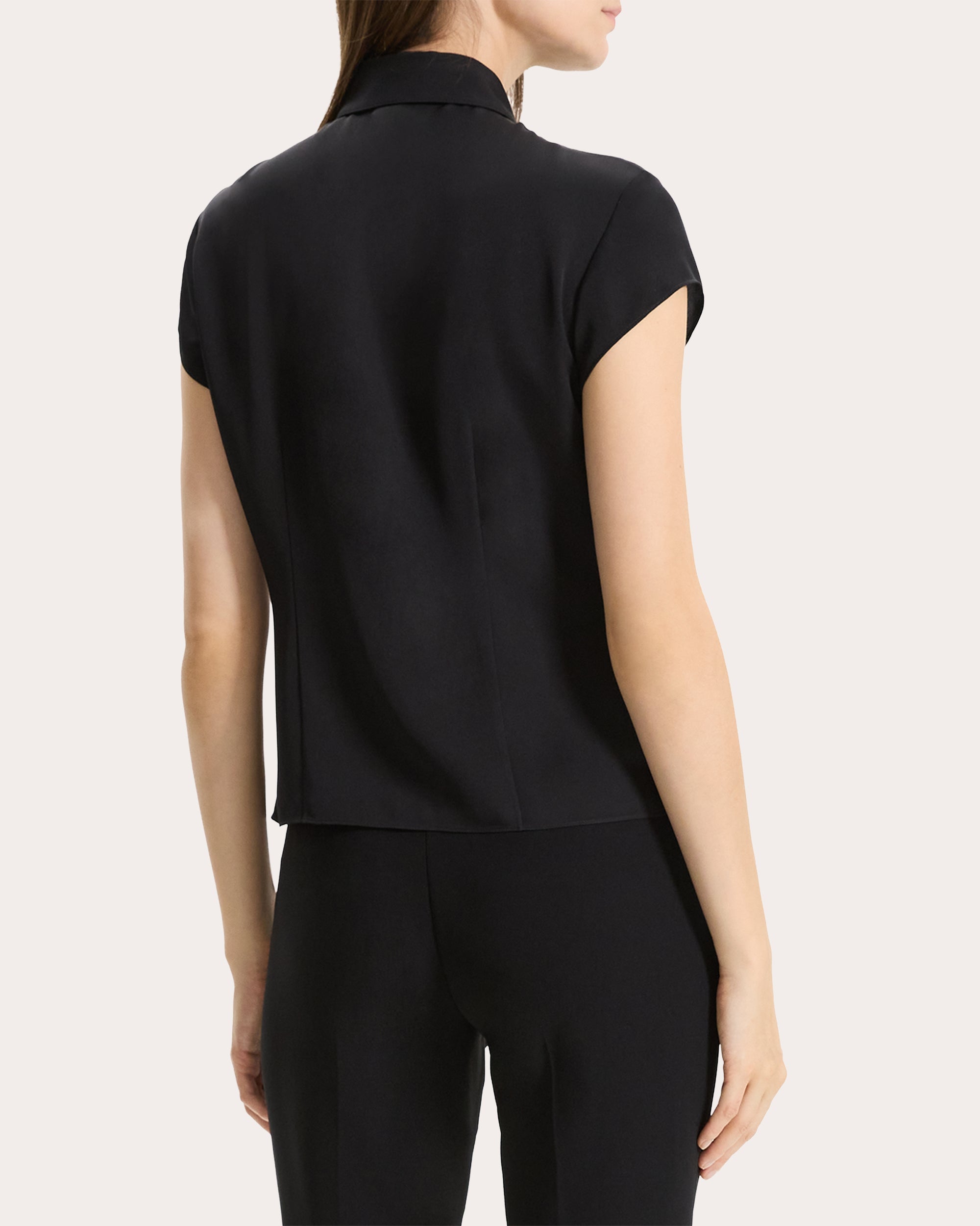 Silk Cap-Sleeve Shirt