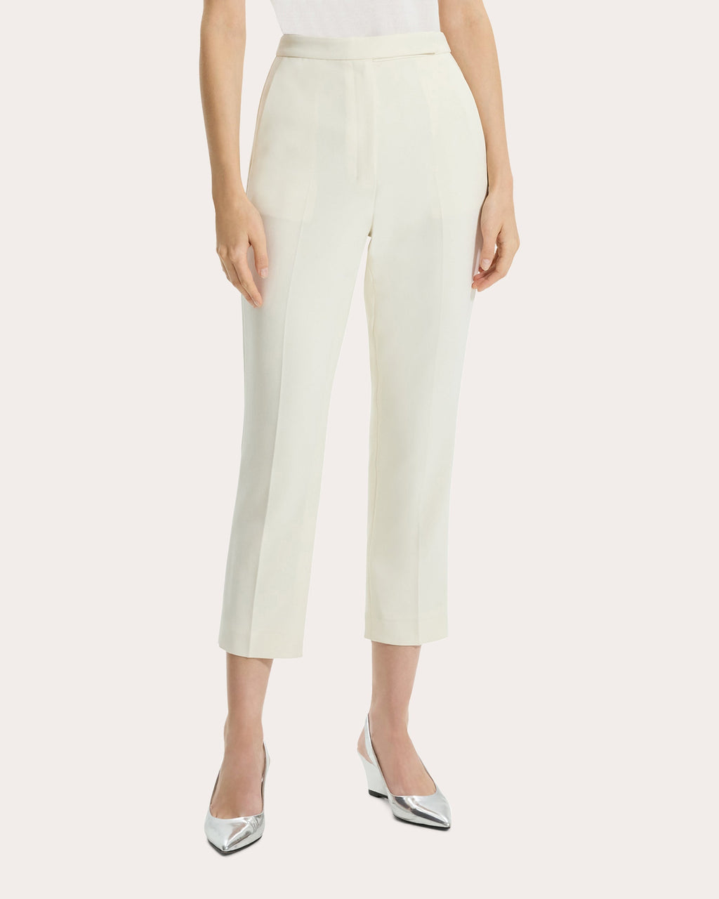 Cropped Slim-Cut Crepe Pants