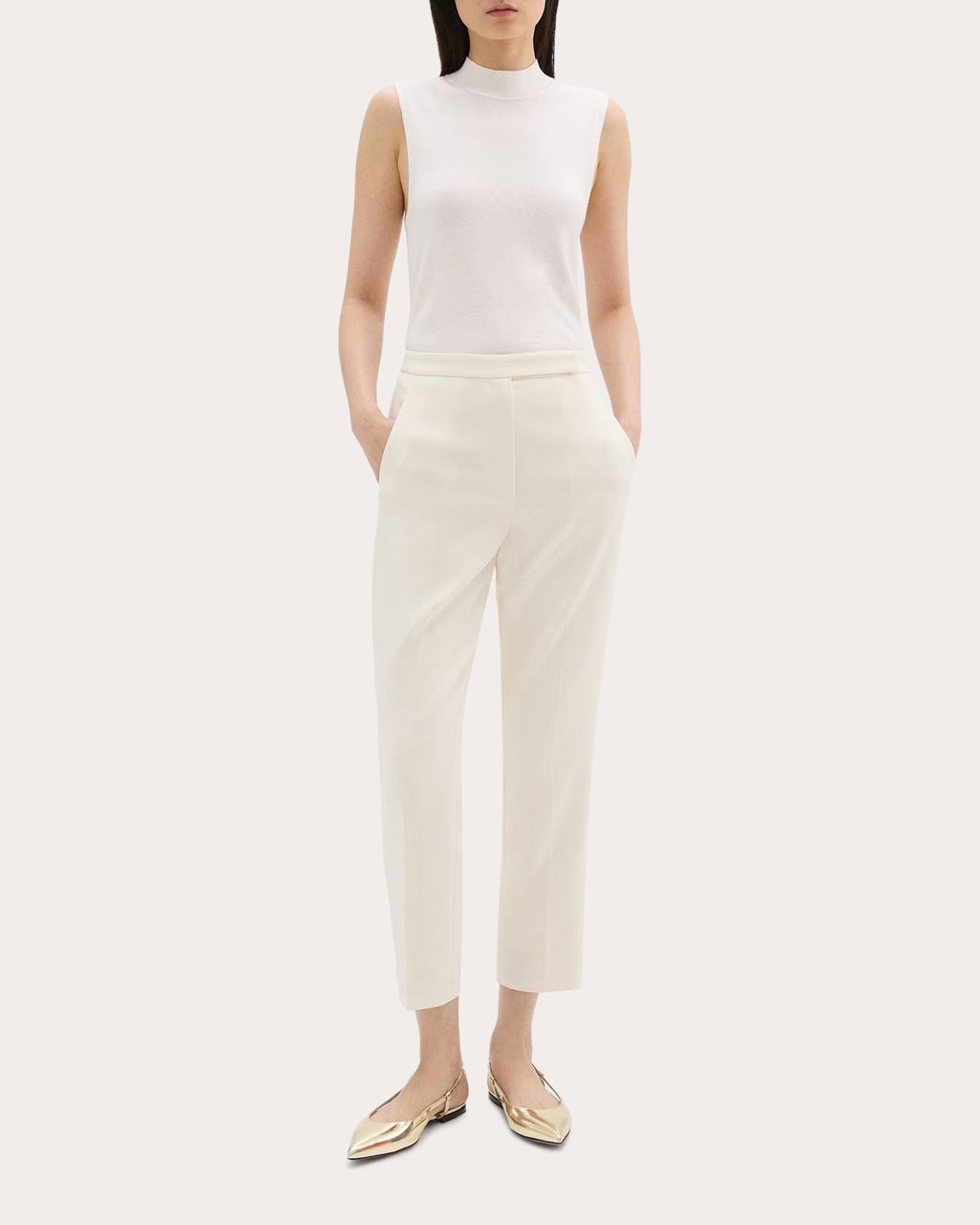 Cropped Slim-Cut Crepe Pants