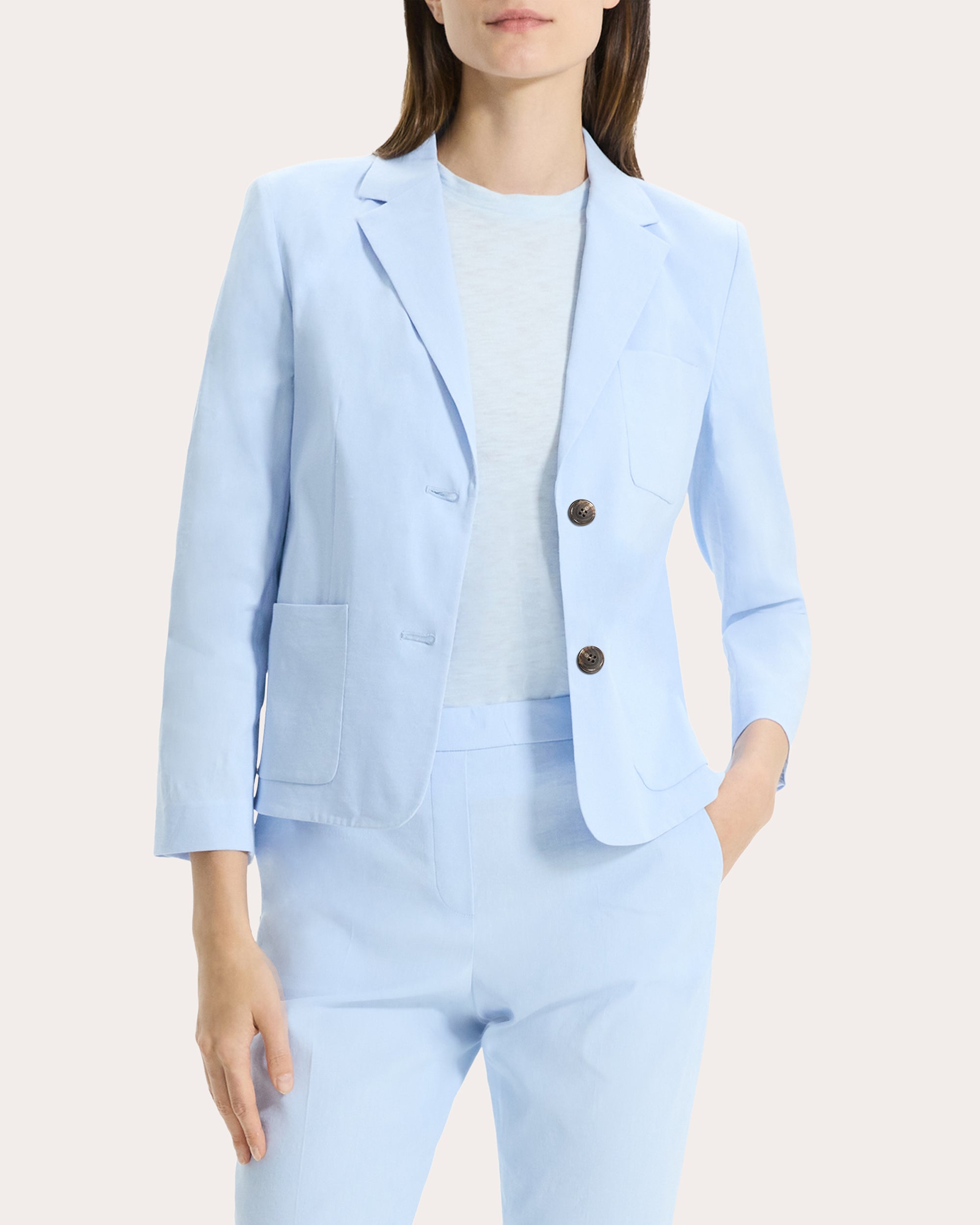 Stretch-Linen Blend Blazer