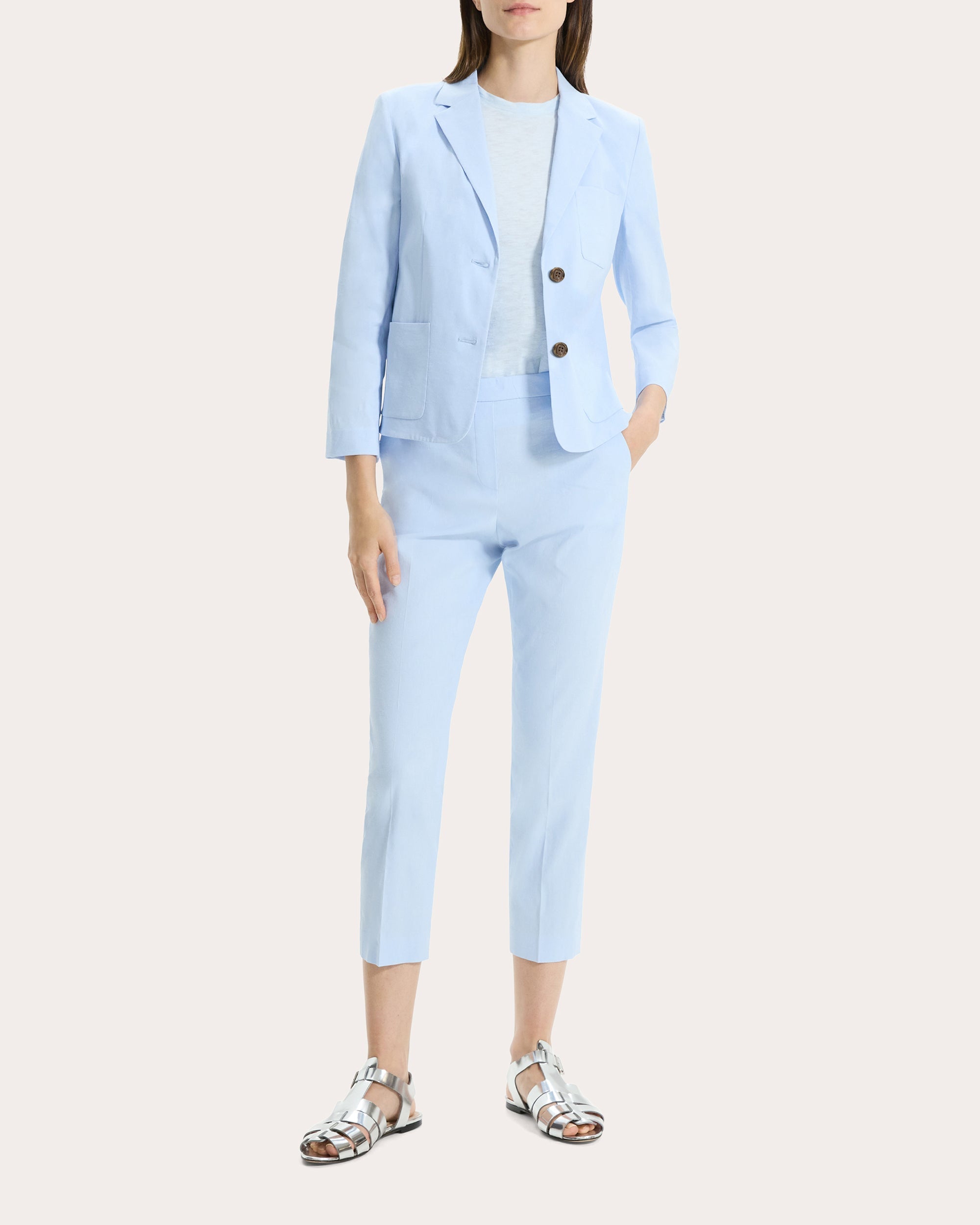 Stretch-Linen Blend Blazer