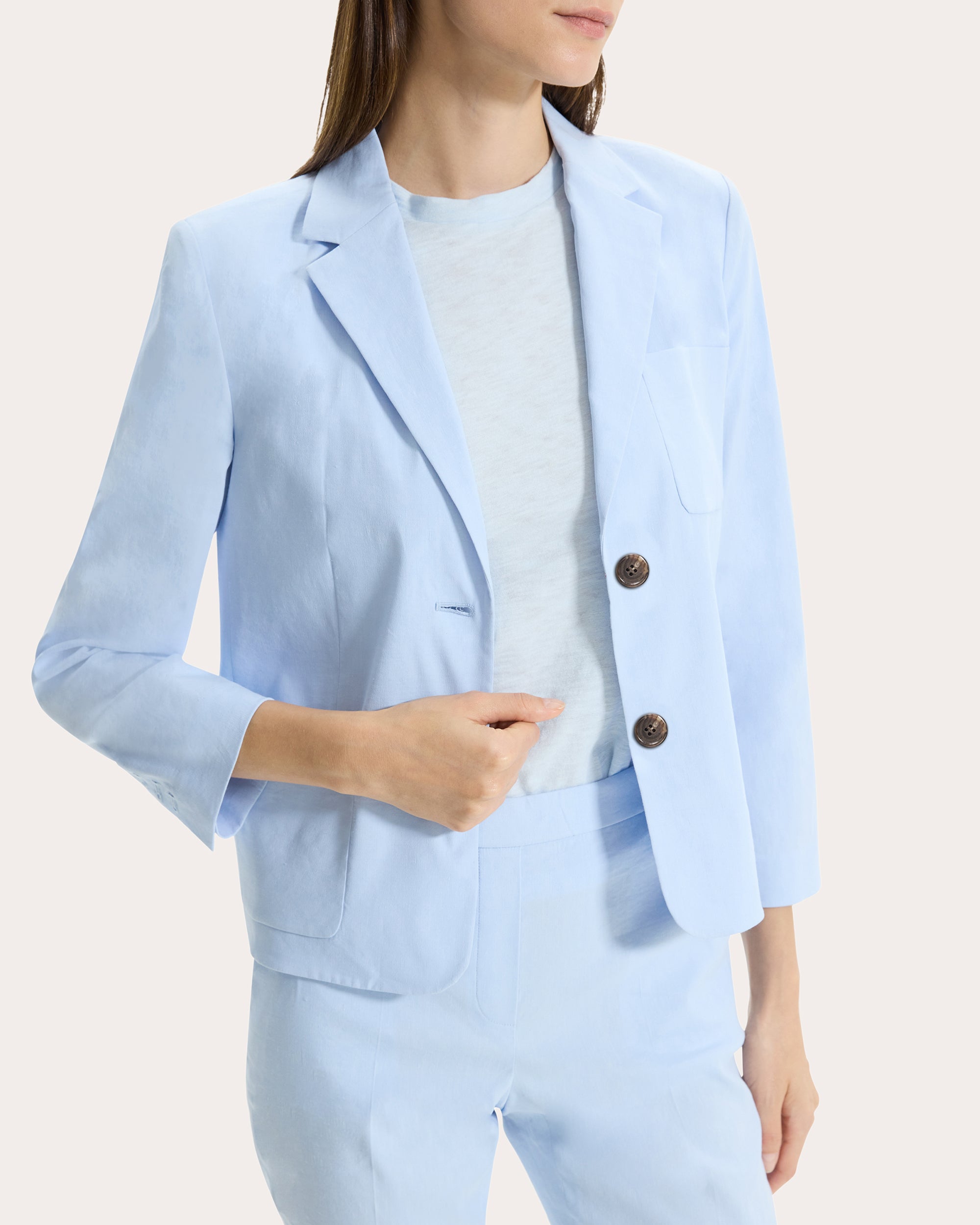 Stretch-Linen Blend Blazer
