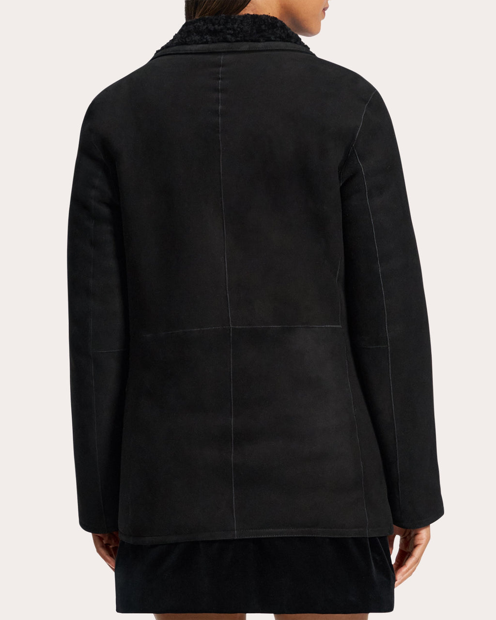 Reversible Suede Shearling Peacoat Blazer