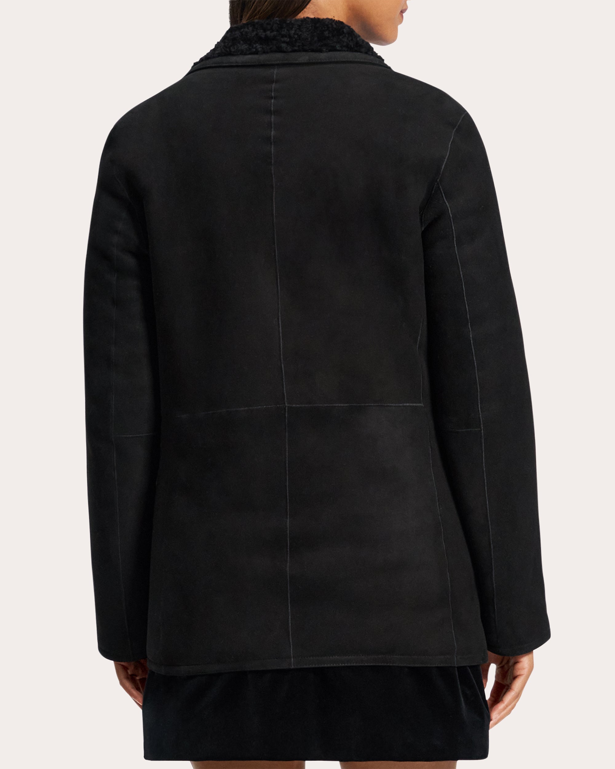 Reversible Suede Shearling Peacoat Blazer