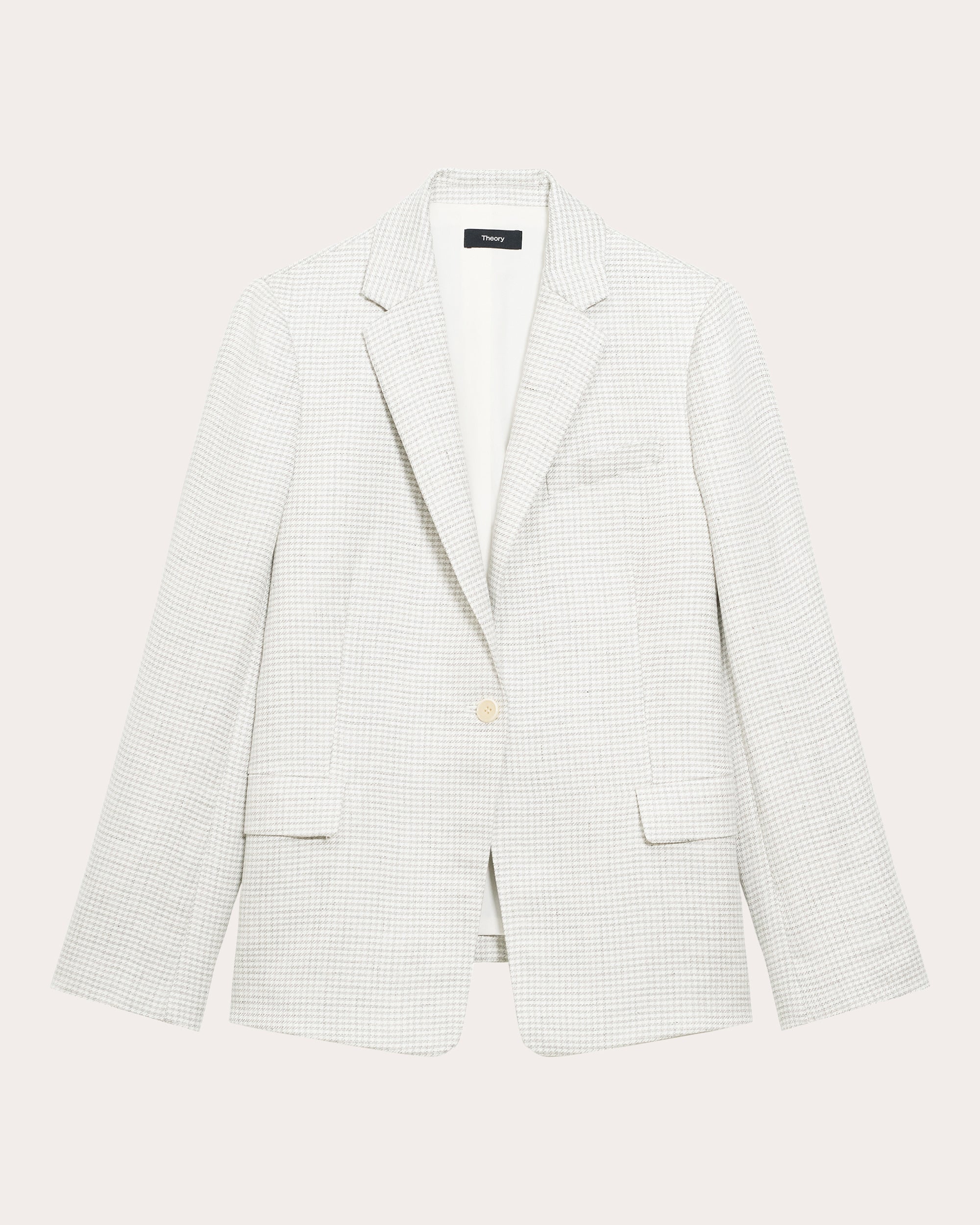 Houndstooth Linen Slim-Fit Blazer