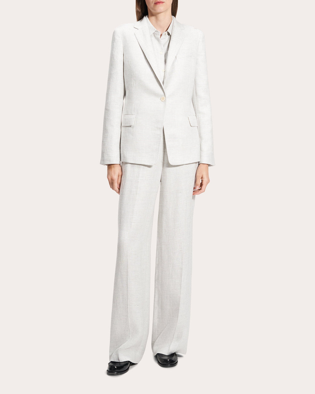 Houndstooth Linen Slim-Fit Blazer