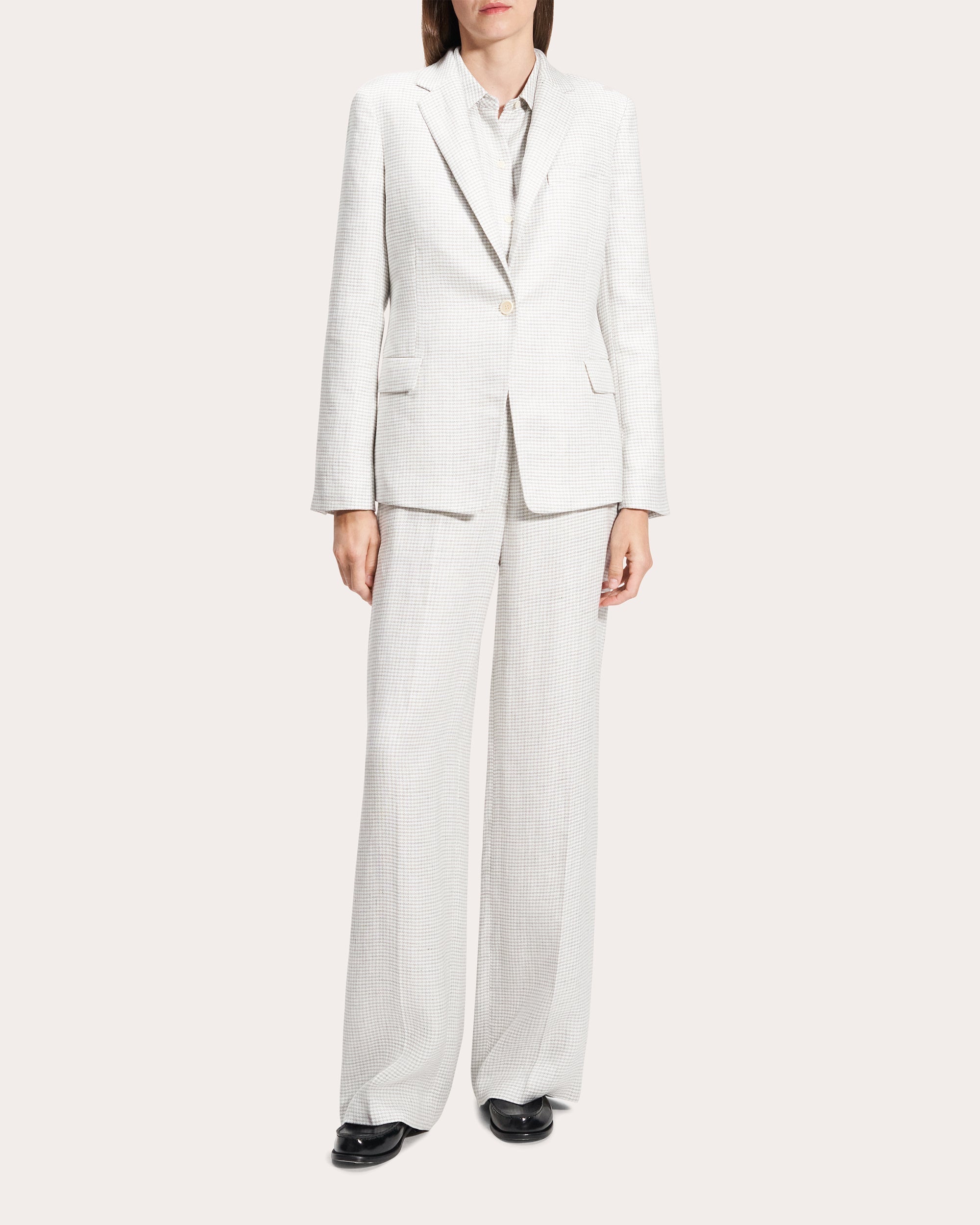 Houndstooth Linen Slim-Fit Blazer