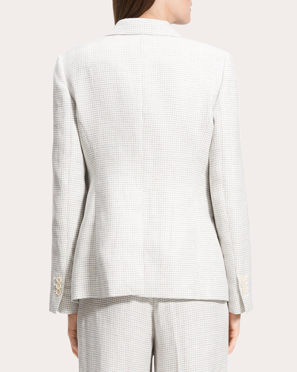 Houndstooth Linen Slim-Fit Blazer