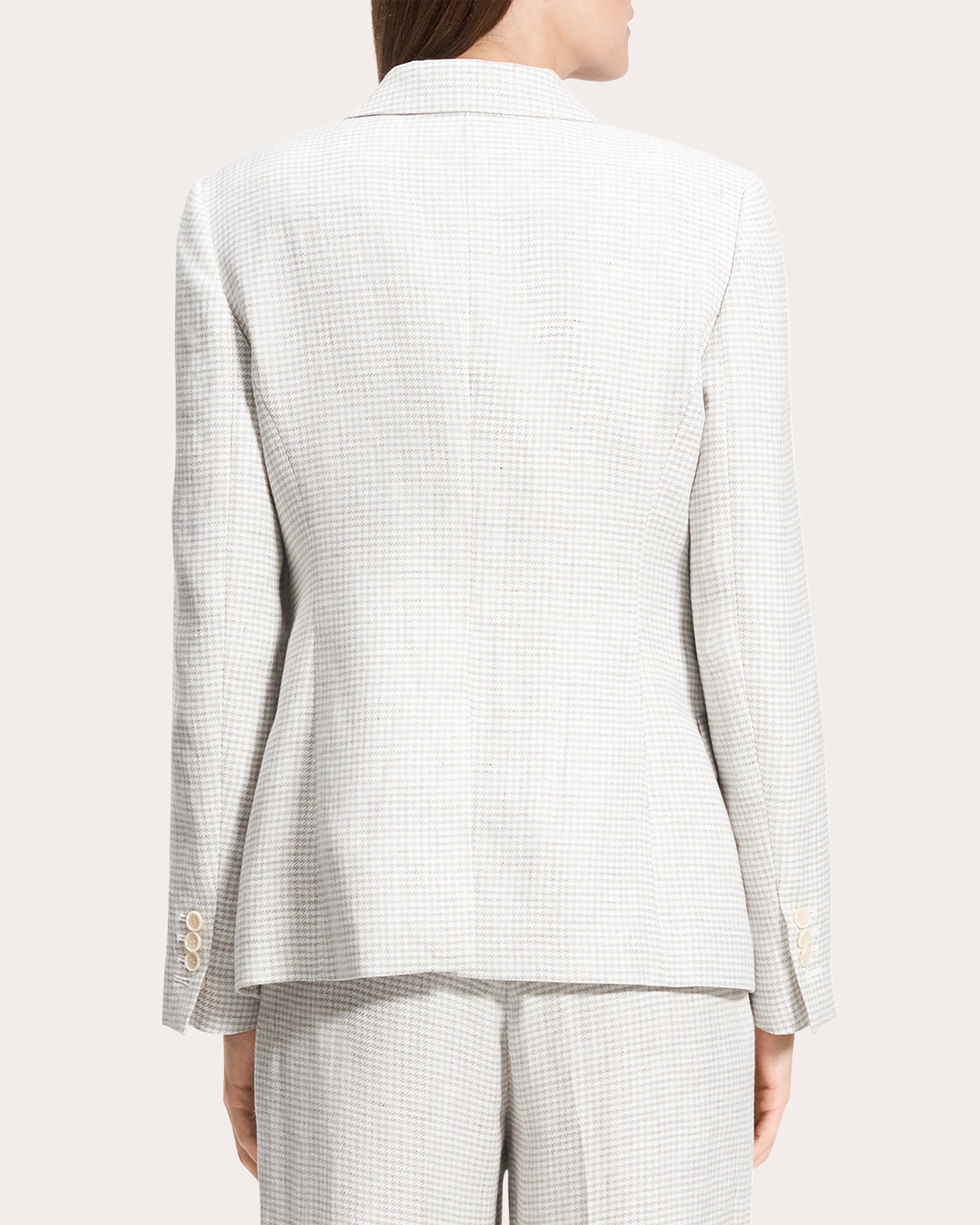 Houndstooth Linen Slim-Fit Blazer