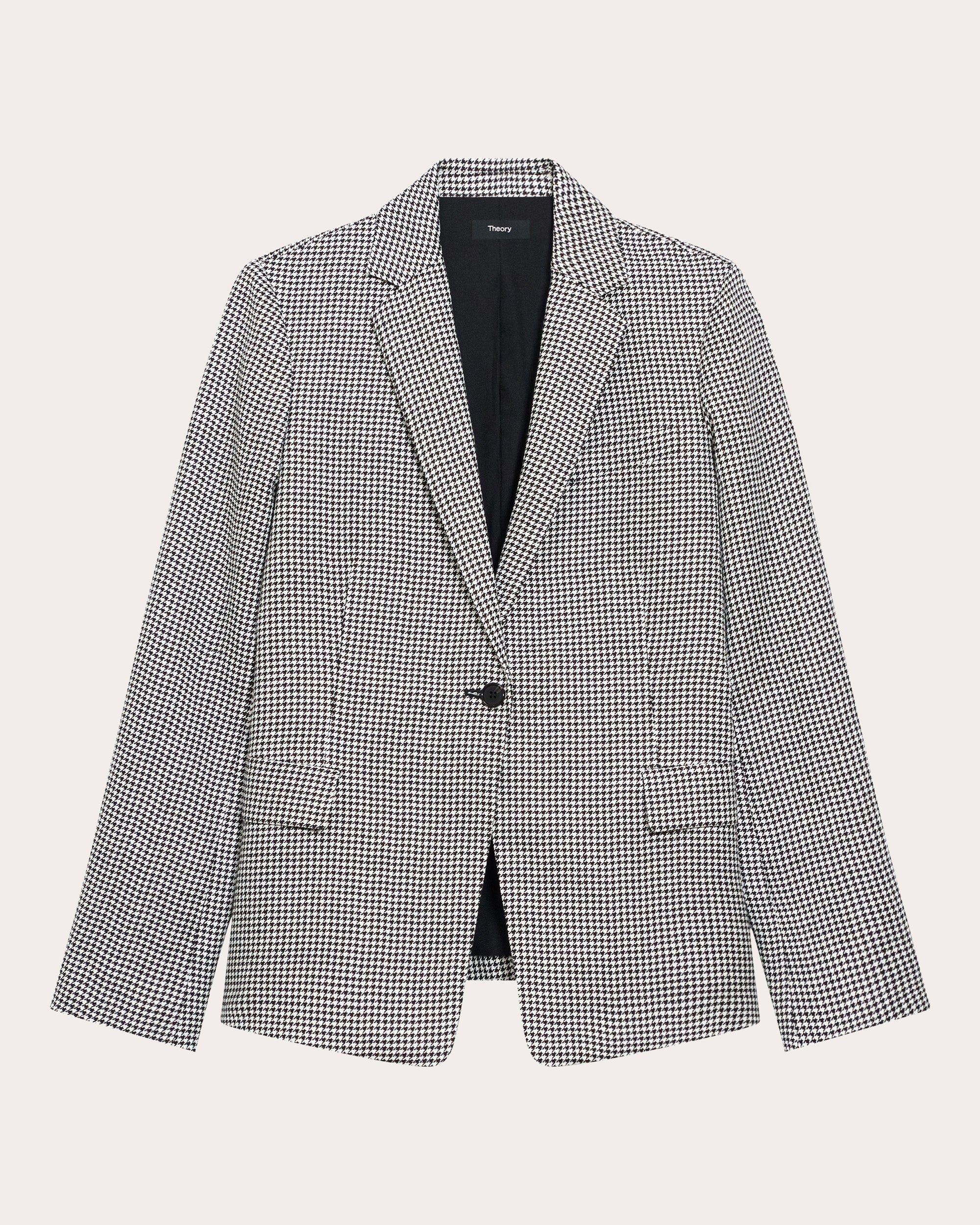 Houndstooth Linen Slim-Fit Blazer