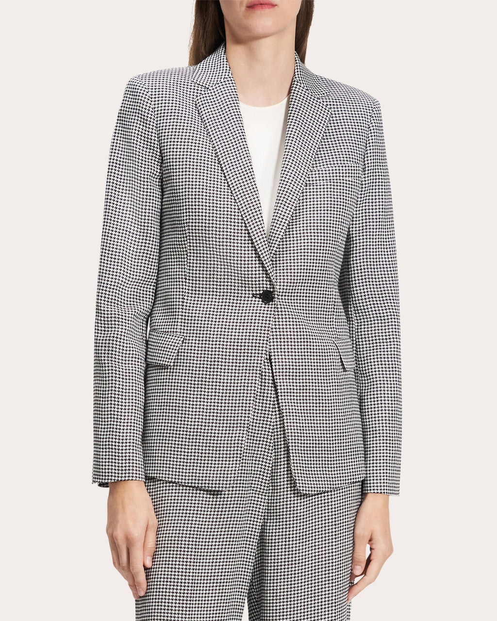 Houndstooth Linen Slim-Fit Blazer
