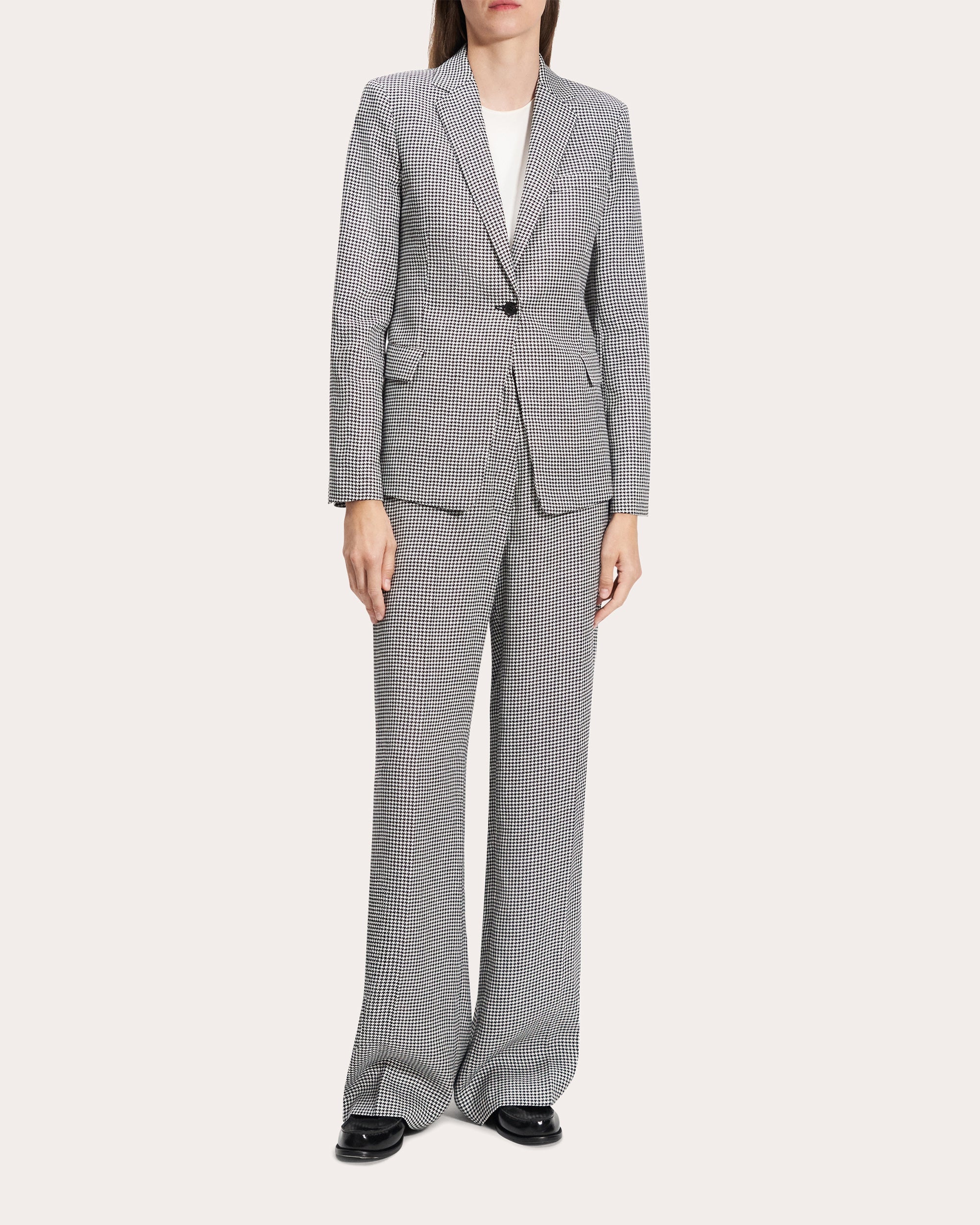 Houndstooth Linen Slim-Fit Blazer