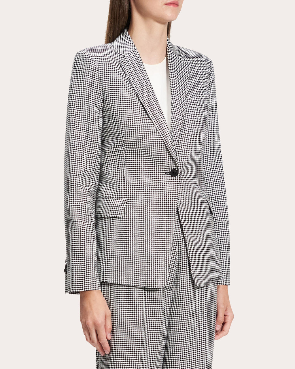 Houndstooth Linen Slim-Fit Blazer