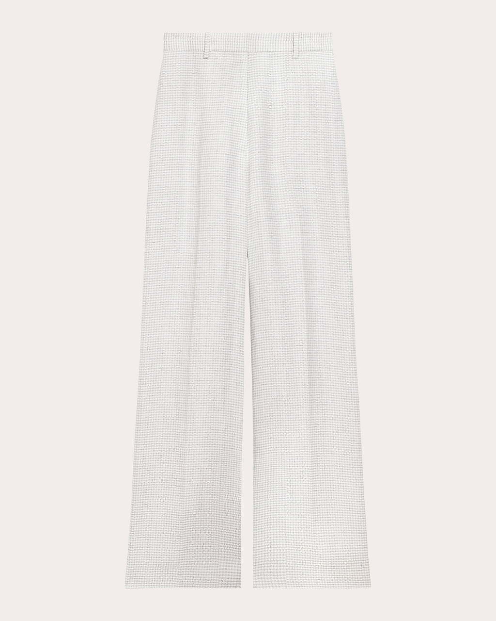 Houndstooth Linen Creased Straight-Leg Trousers