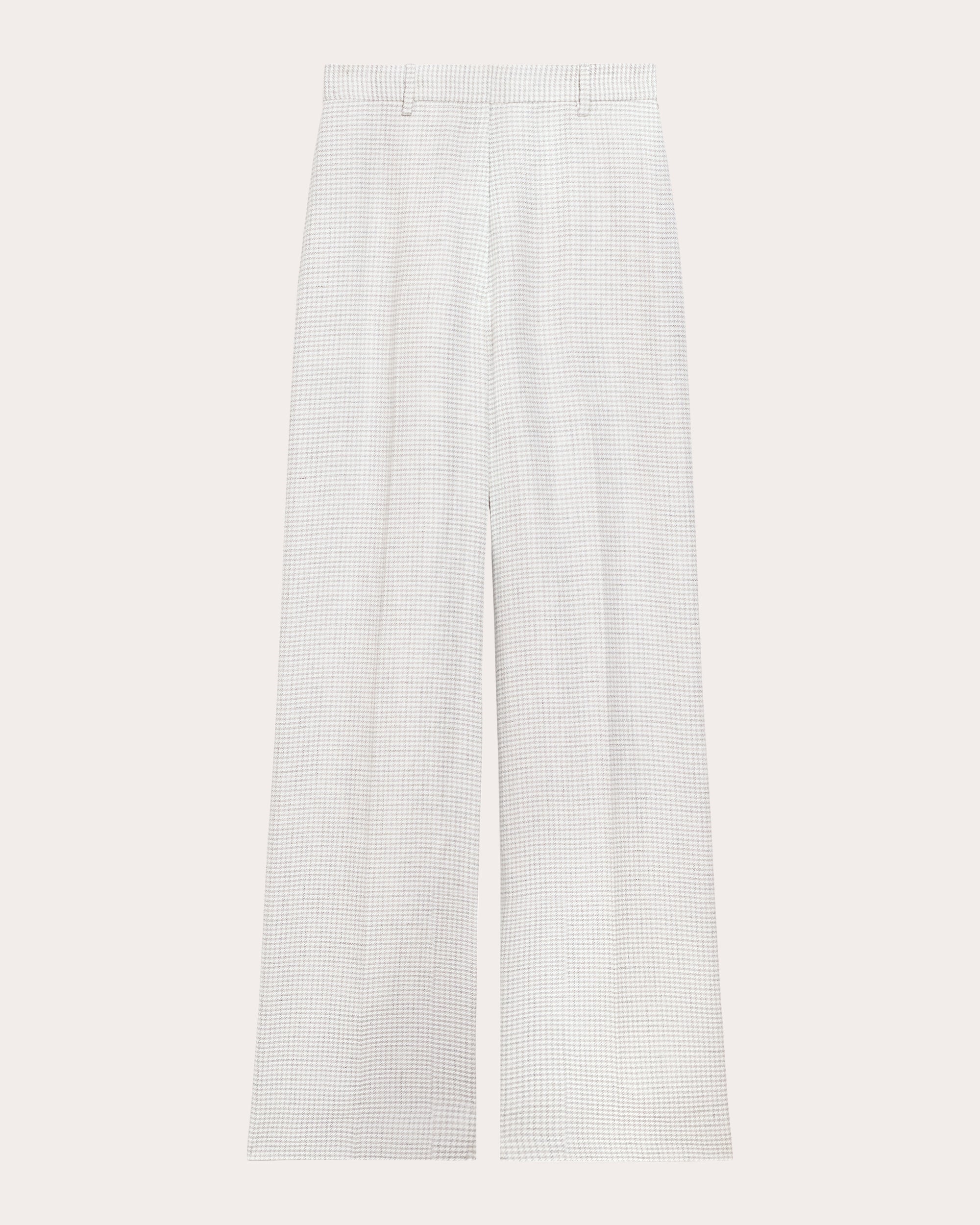 Houndstooth Linen Creased Straight-Leg Trousers