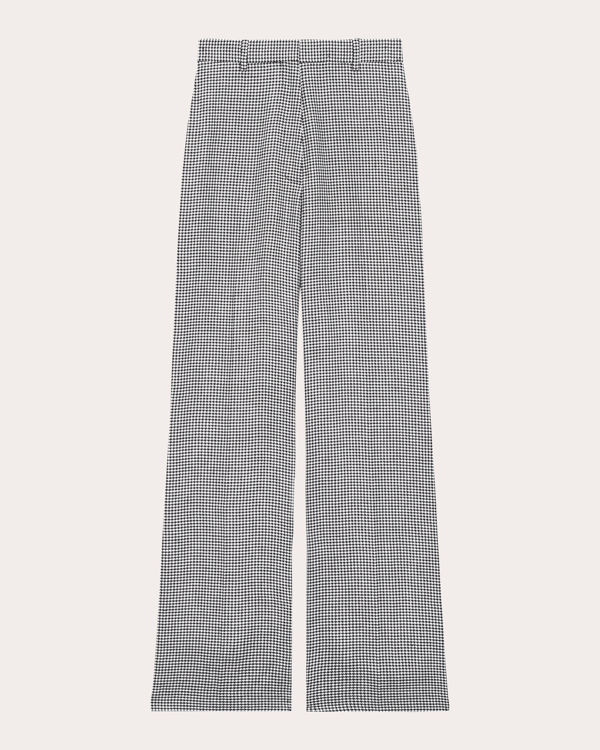 Houndstooth Linen Creased Straight-Leg Trousers