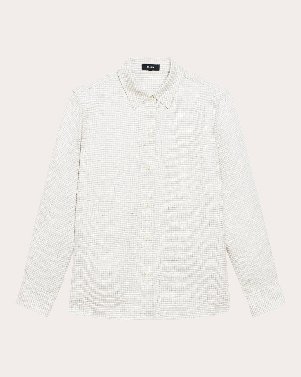 Houndstooth Linen Straight-Fit Button-Up
