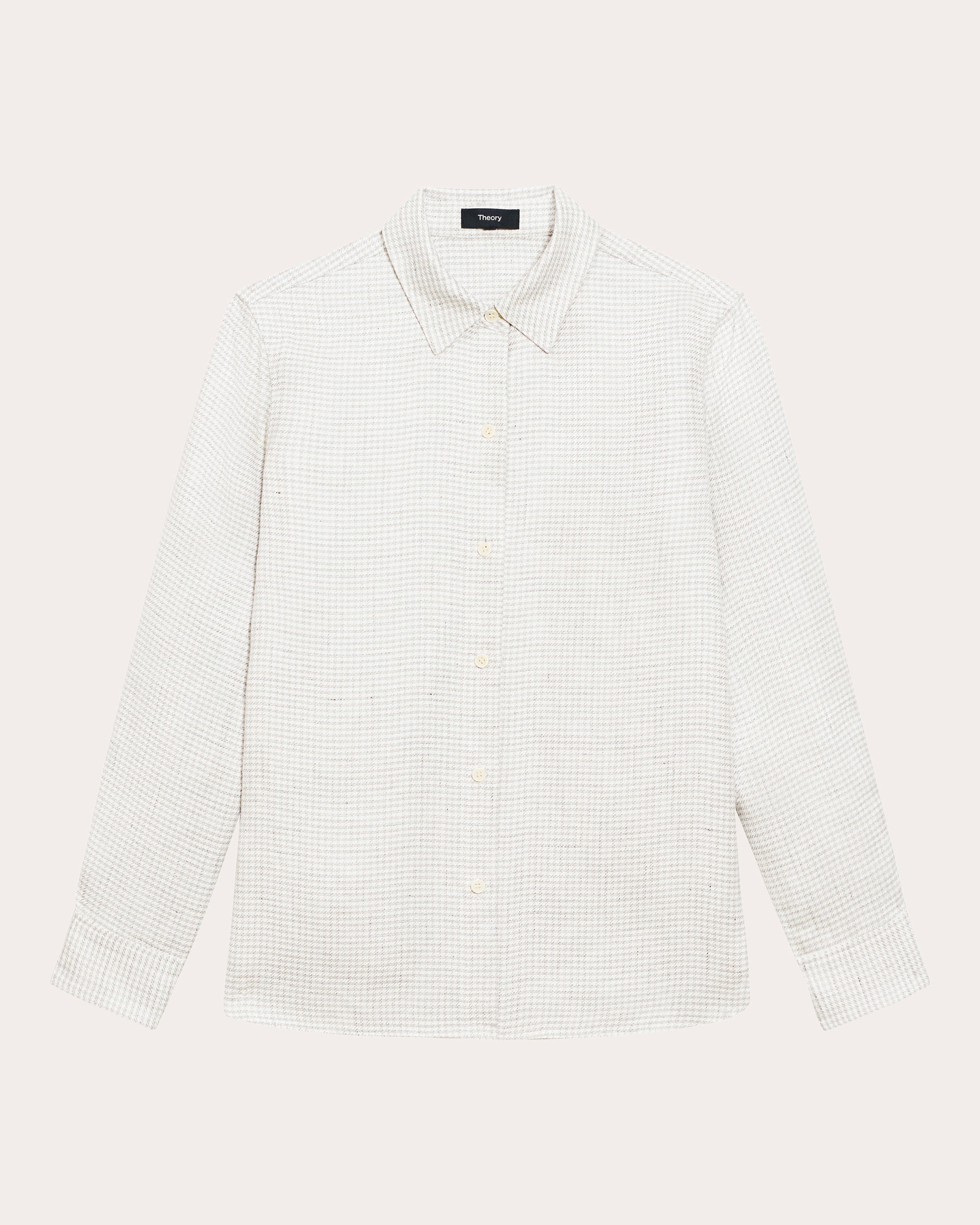 Houndstooth Linen Straight-Fit Button-Up