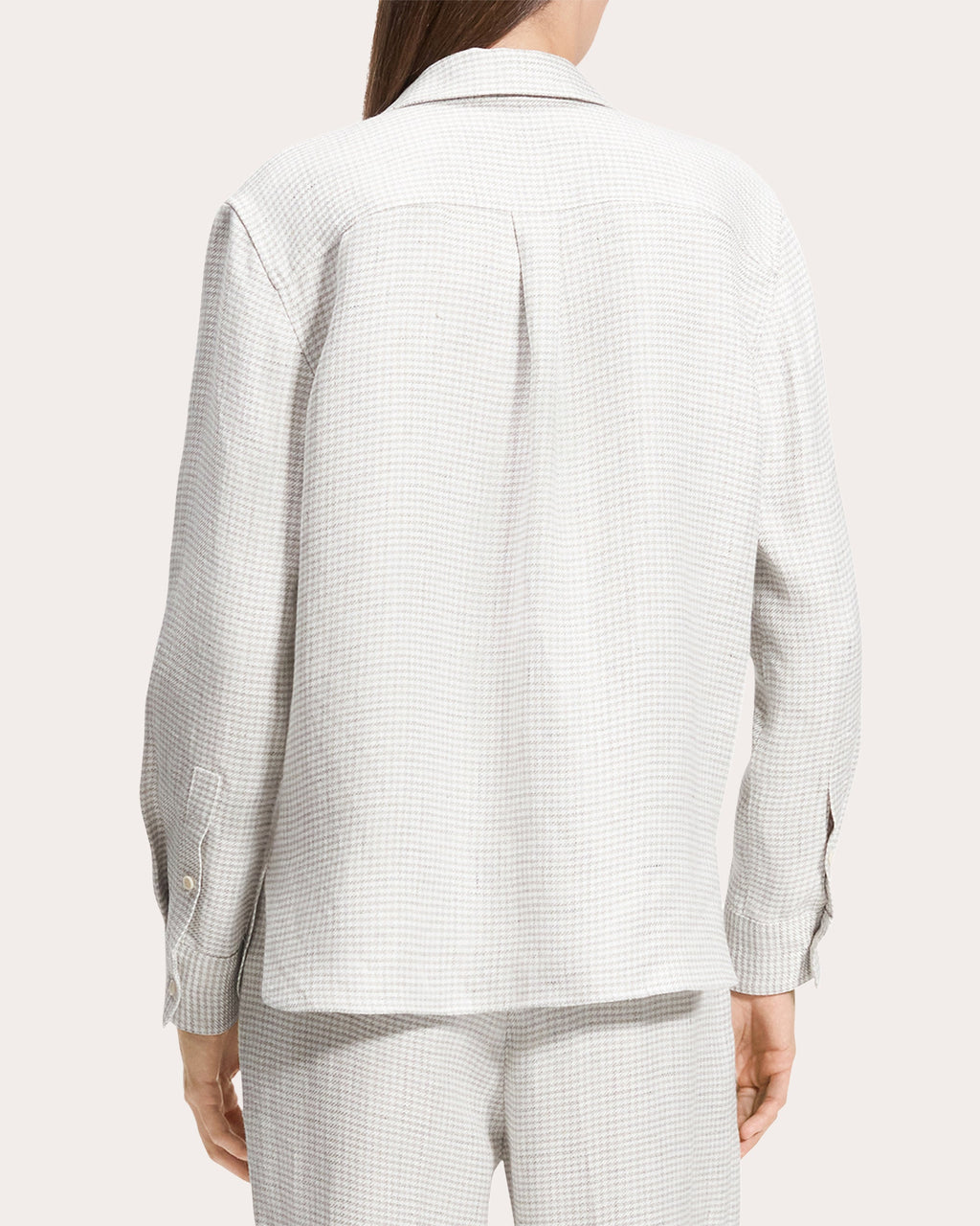 Houndstooth Linen Straight-Fit Button-Up