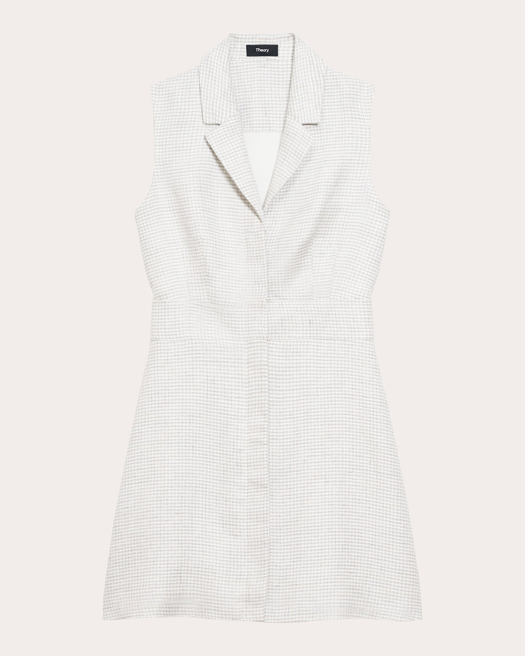 Houndstooth Linen Collared Mini Dress
