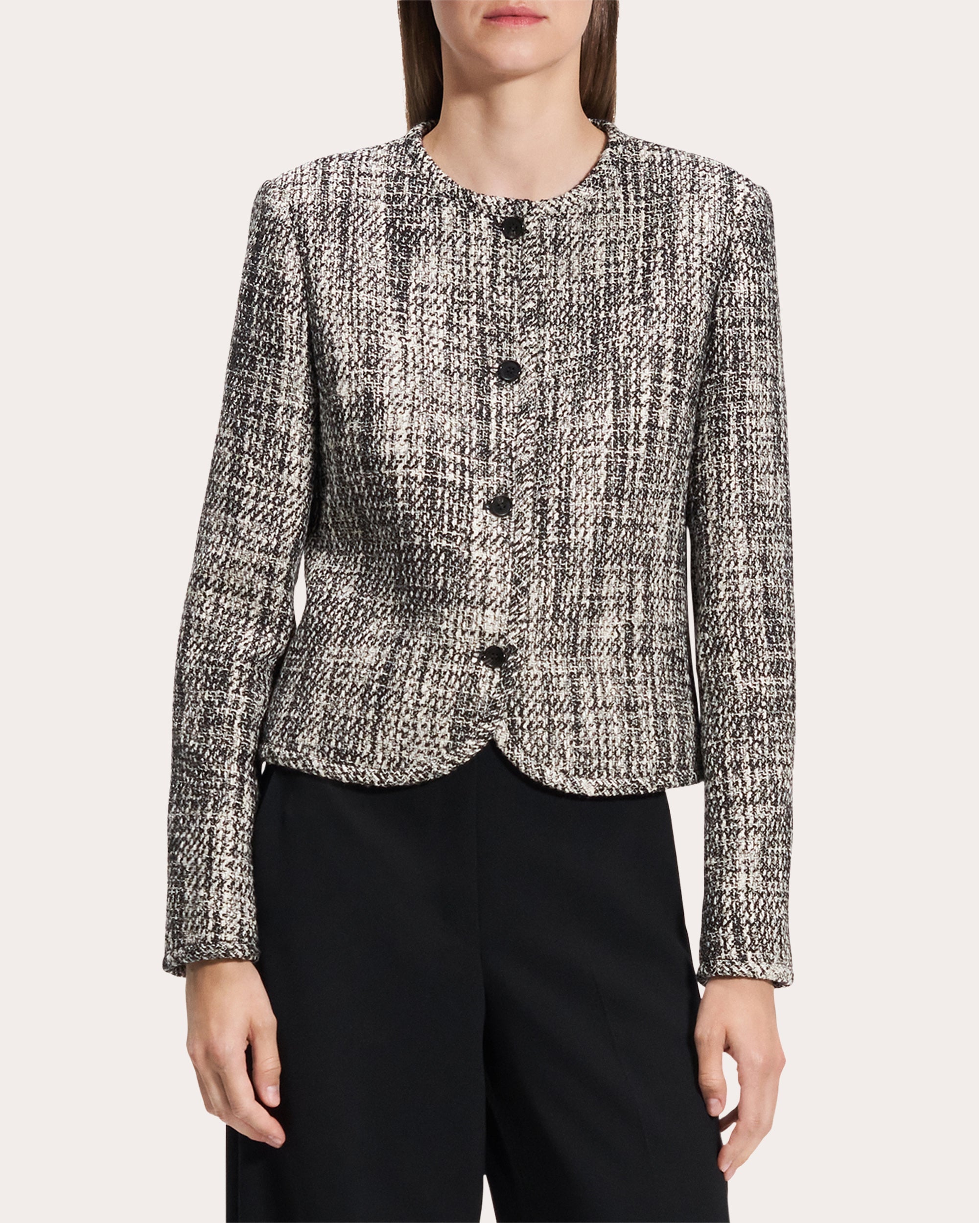Cotton Tweed Cropped Cardigan Jacket